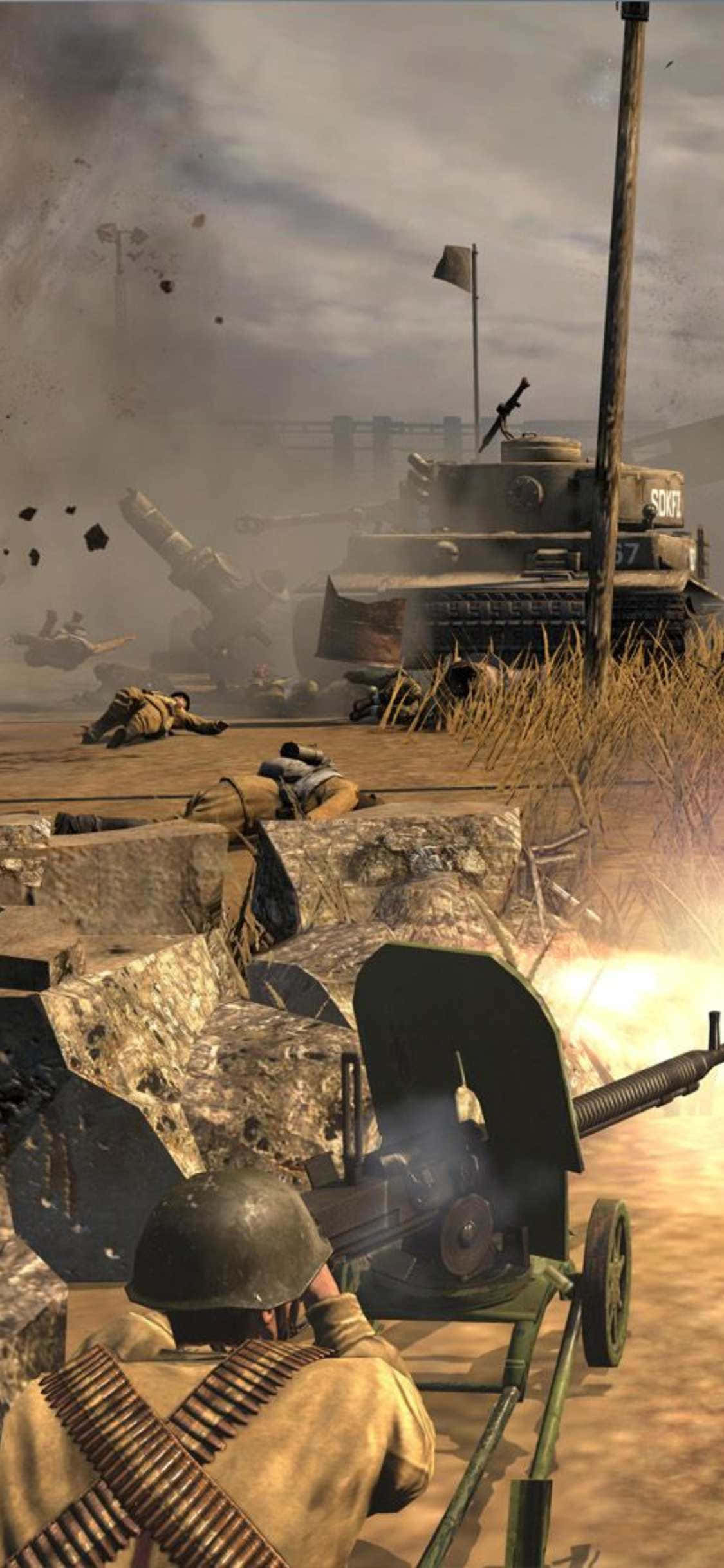 Epiese Gevegstoneel uit Company of Heroes 2 op iPhone XS Muurpapier