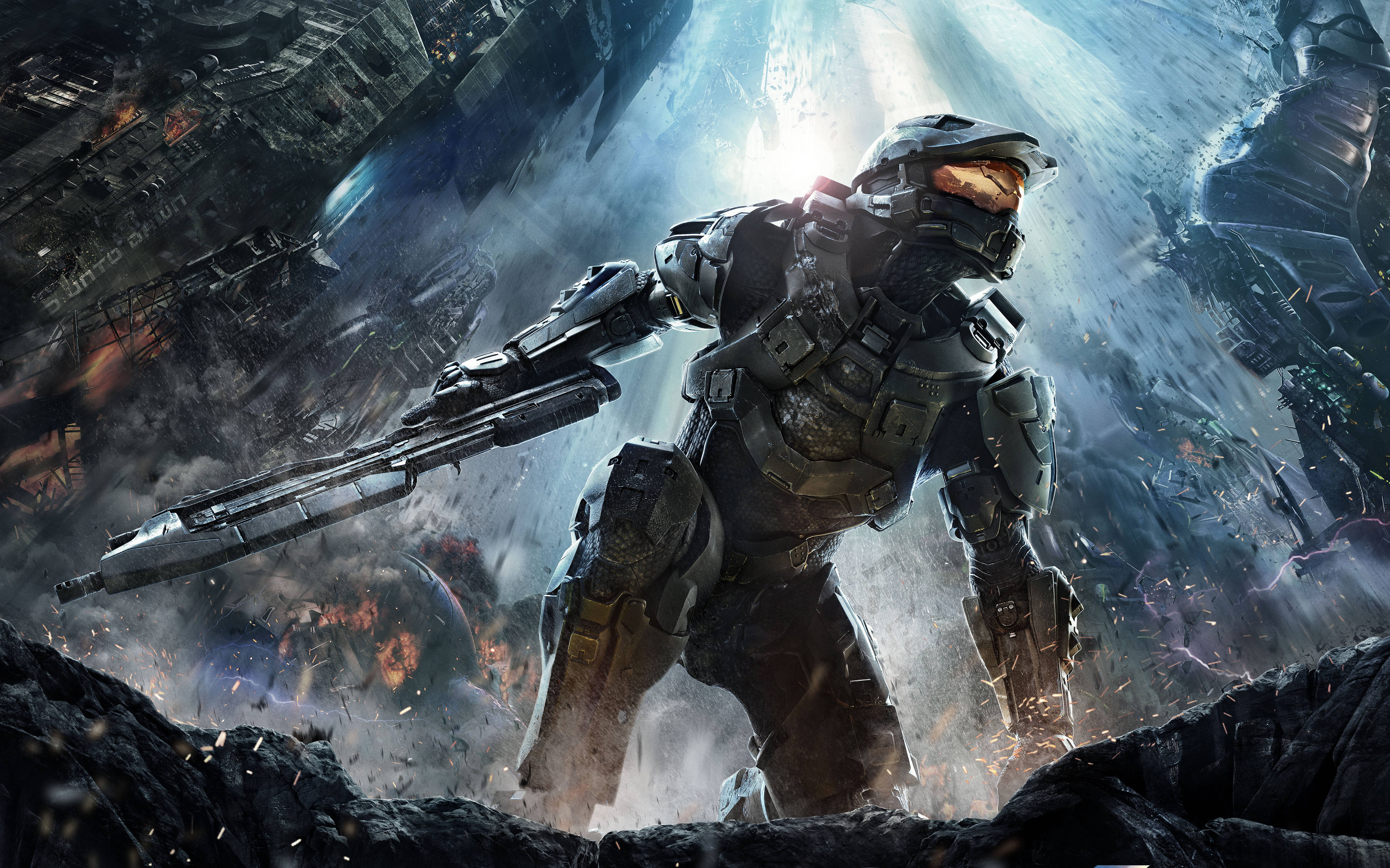 Epiese Halo Master Chief-toneel op 4K-speelfoon Muurpapier