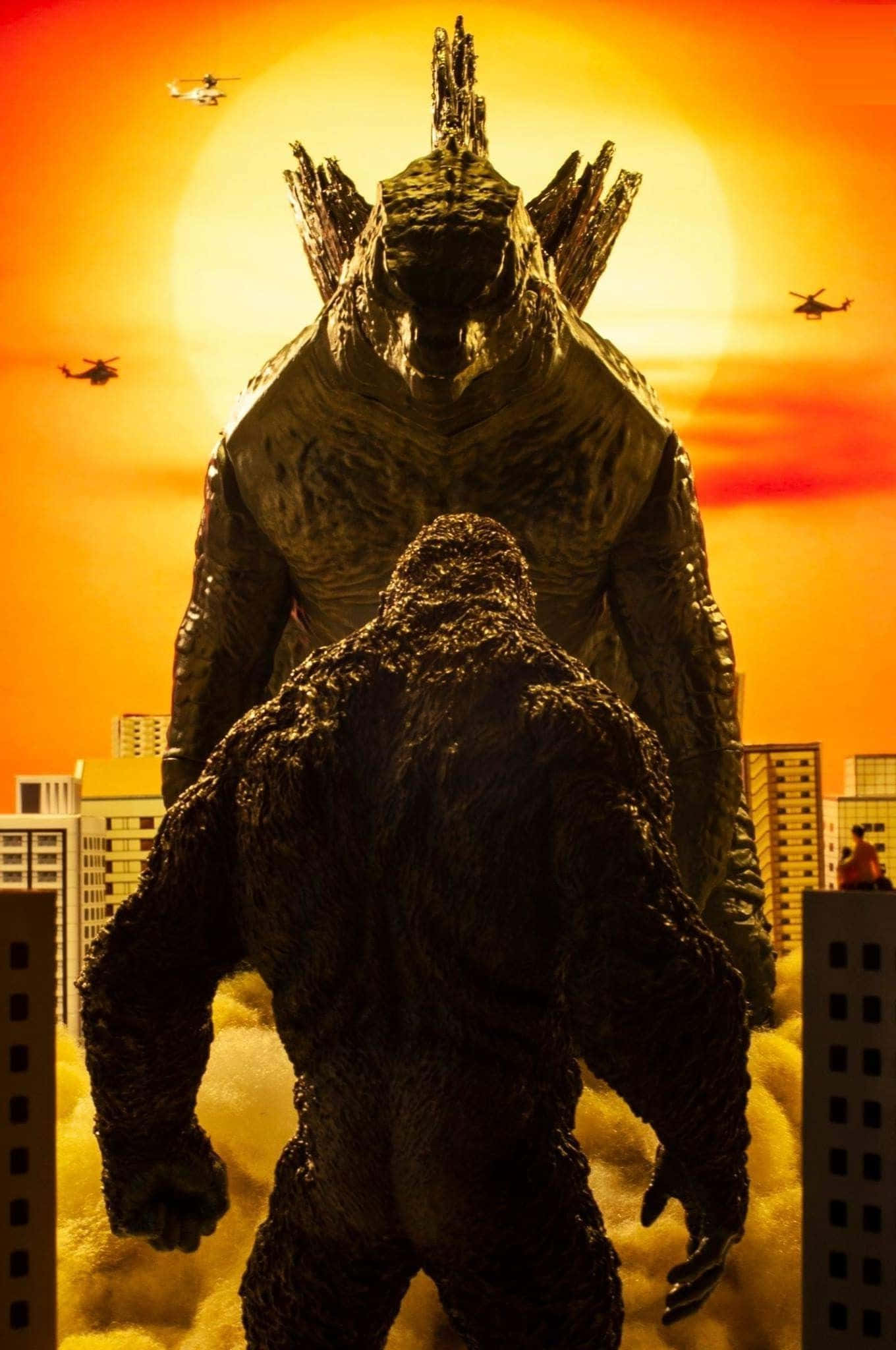 Epiese Kragmeting tussen Godzilla en Kong Muurpapier