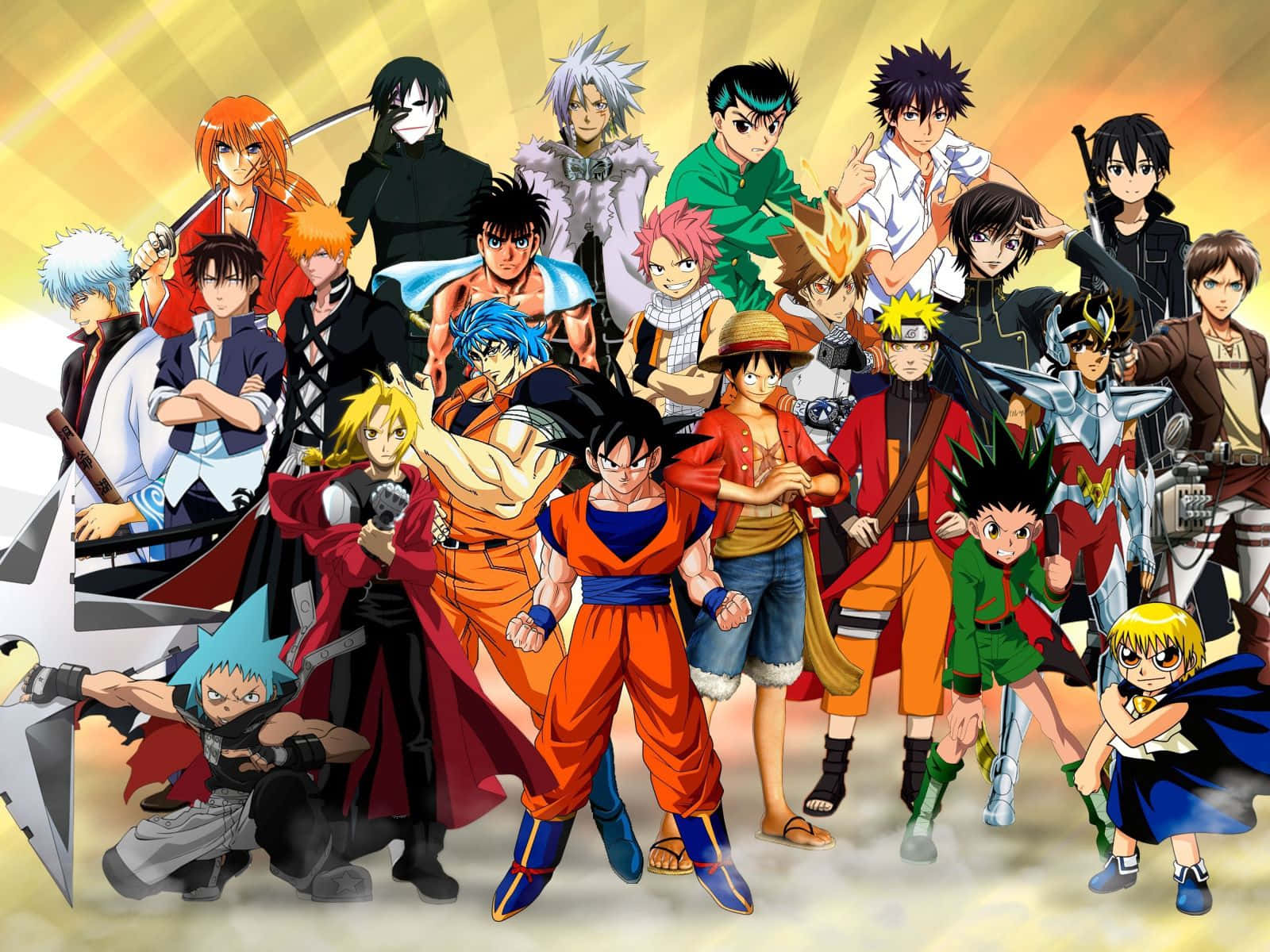 Epiese Plakkaat van Manlike Anime Karakters Muurpapier