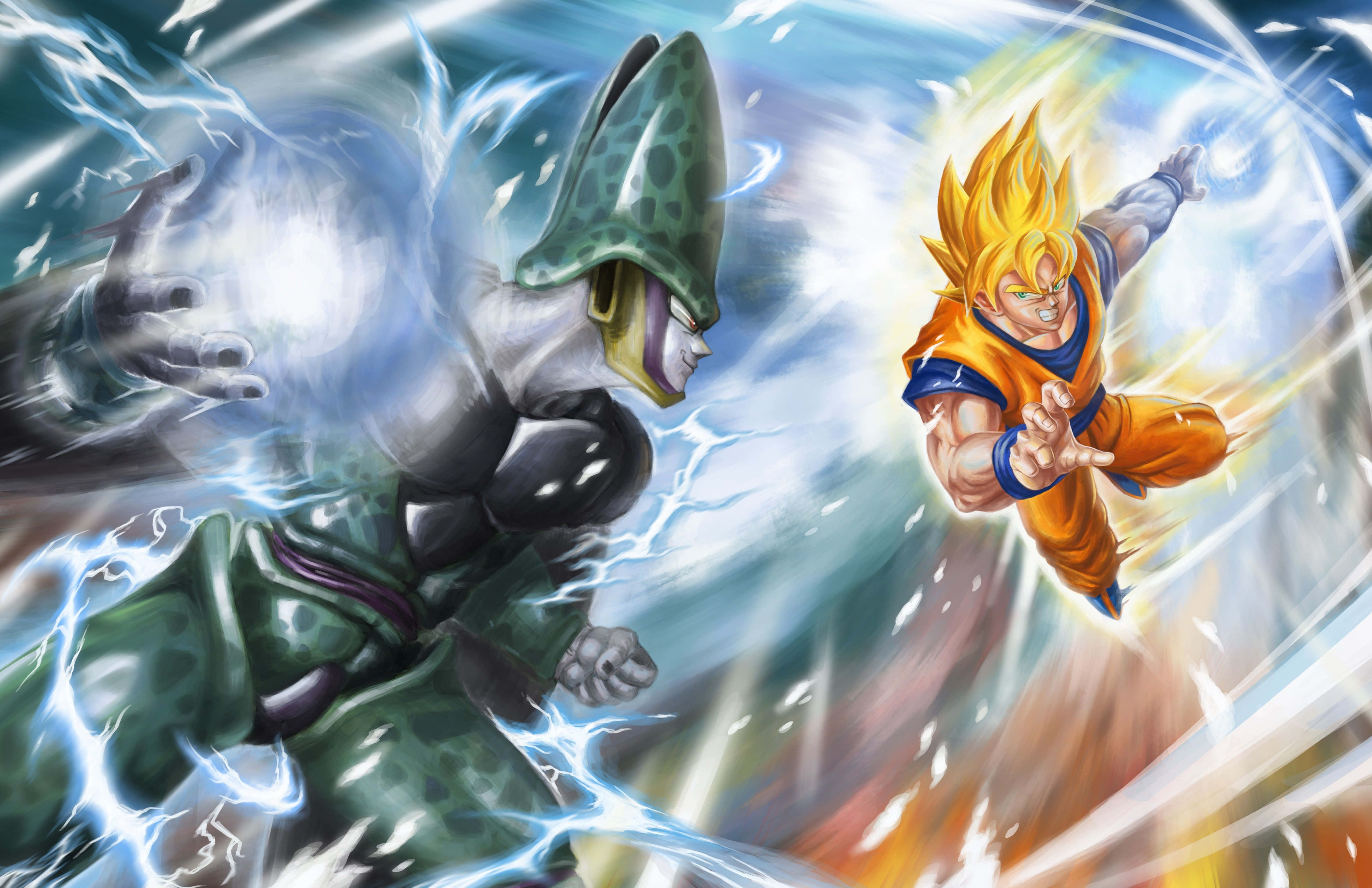 Epiese Stryd tussen Goku en Vegeta in Dragon Ball Z Muurpapier