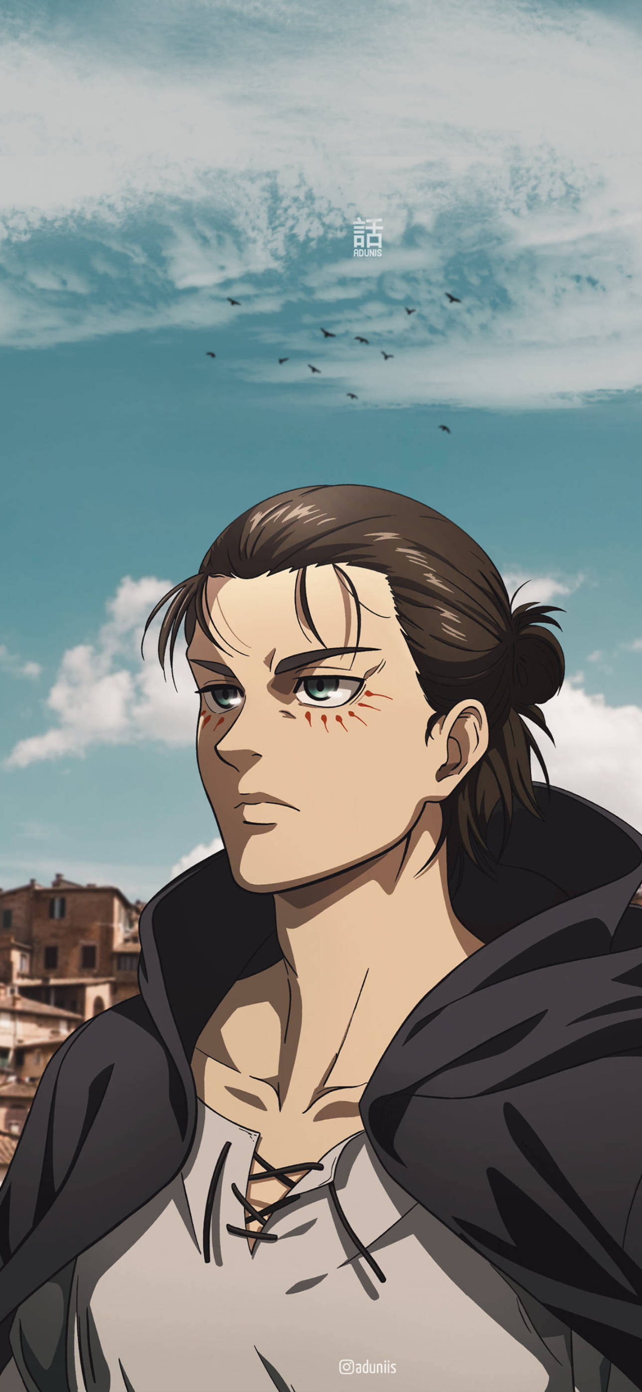 Eren Man Bun Estetiese Anime iPhone Muurpapier