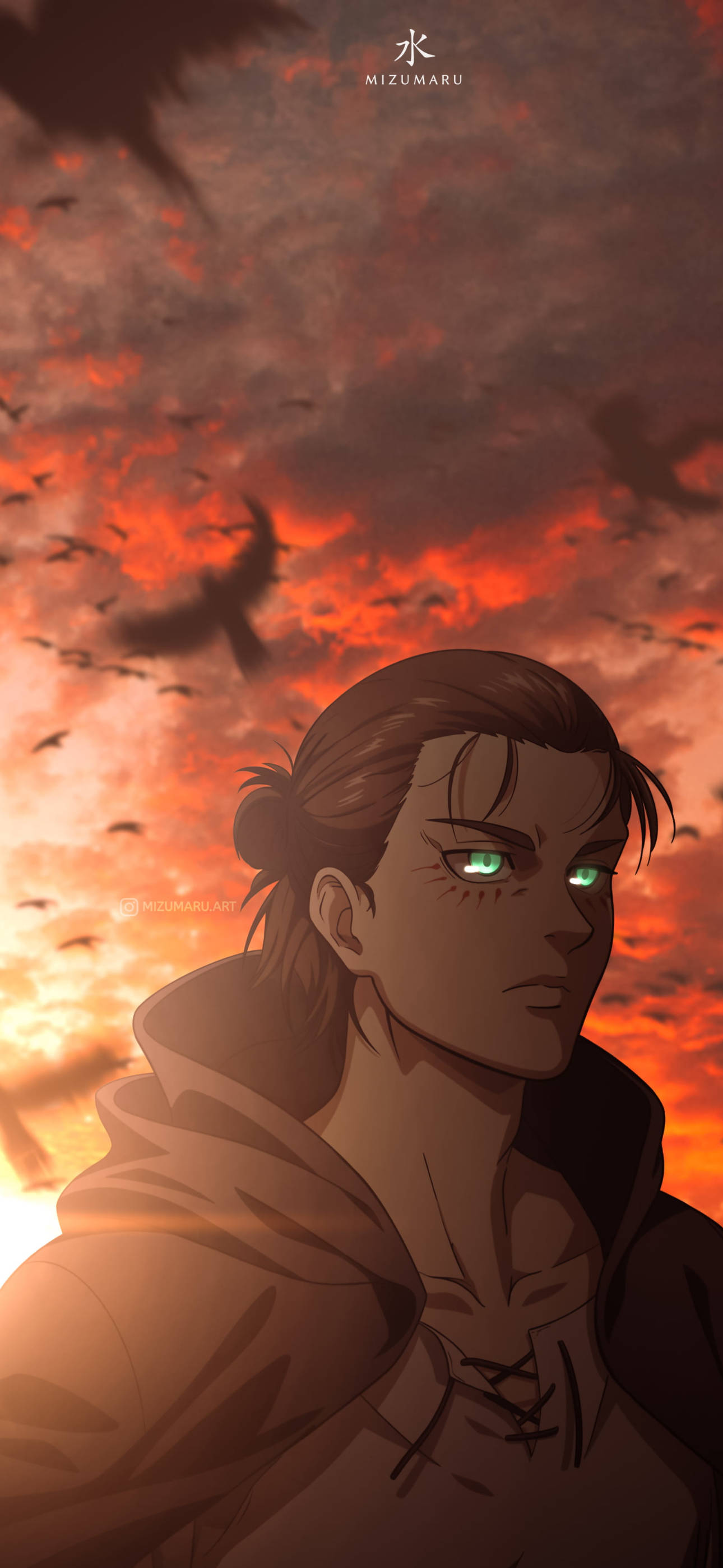 Eren Yeager estetiese anime iPhone Muurpapier