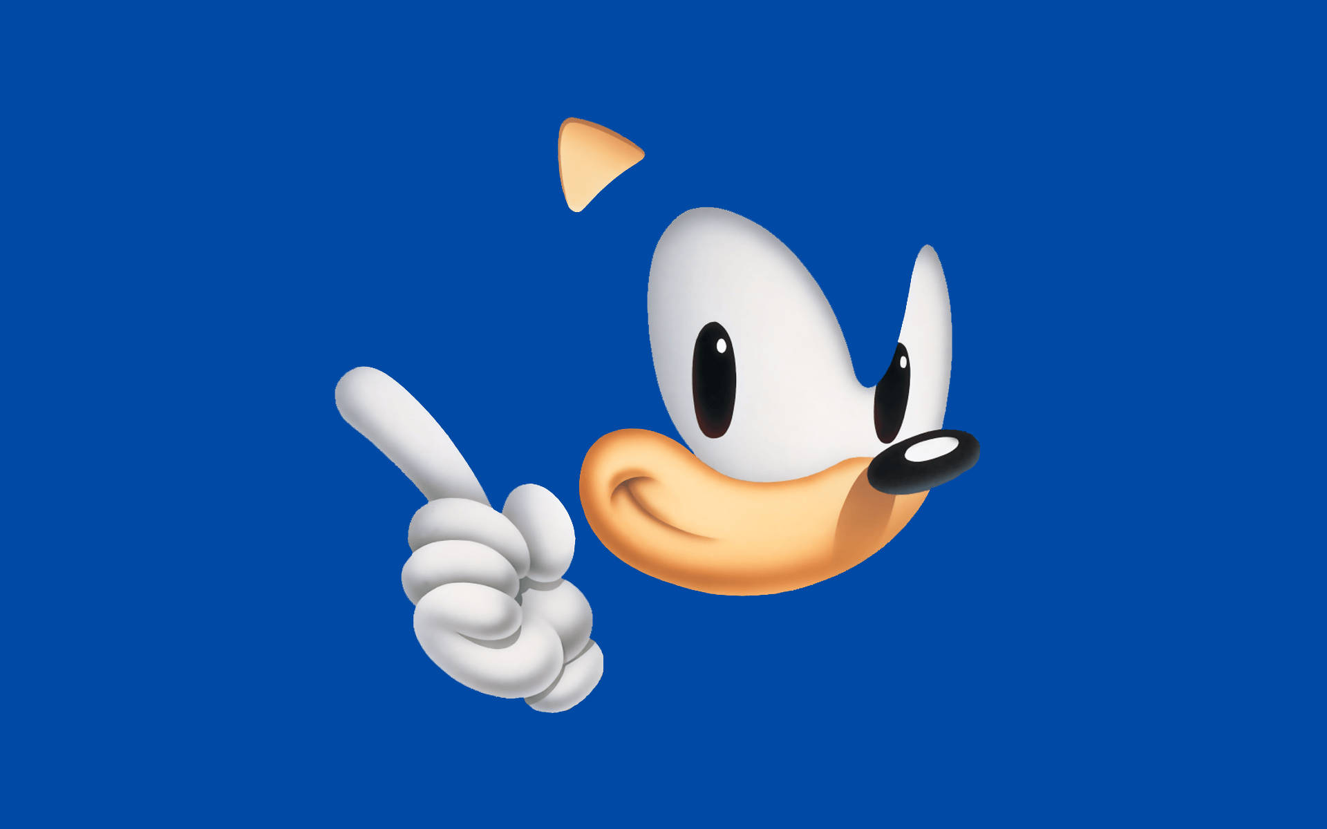 Suiwer blou Sonic the Hedgehog-agtergrond met sy hoofsintuie.