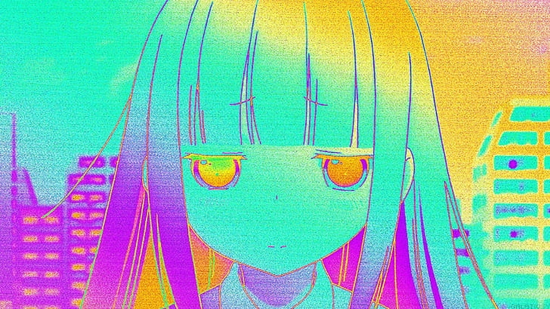Estetiese anime meisie kuns agtergrond