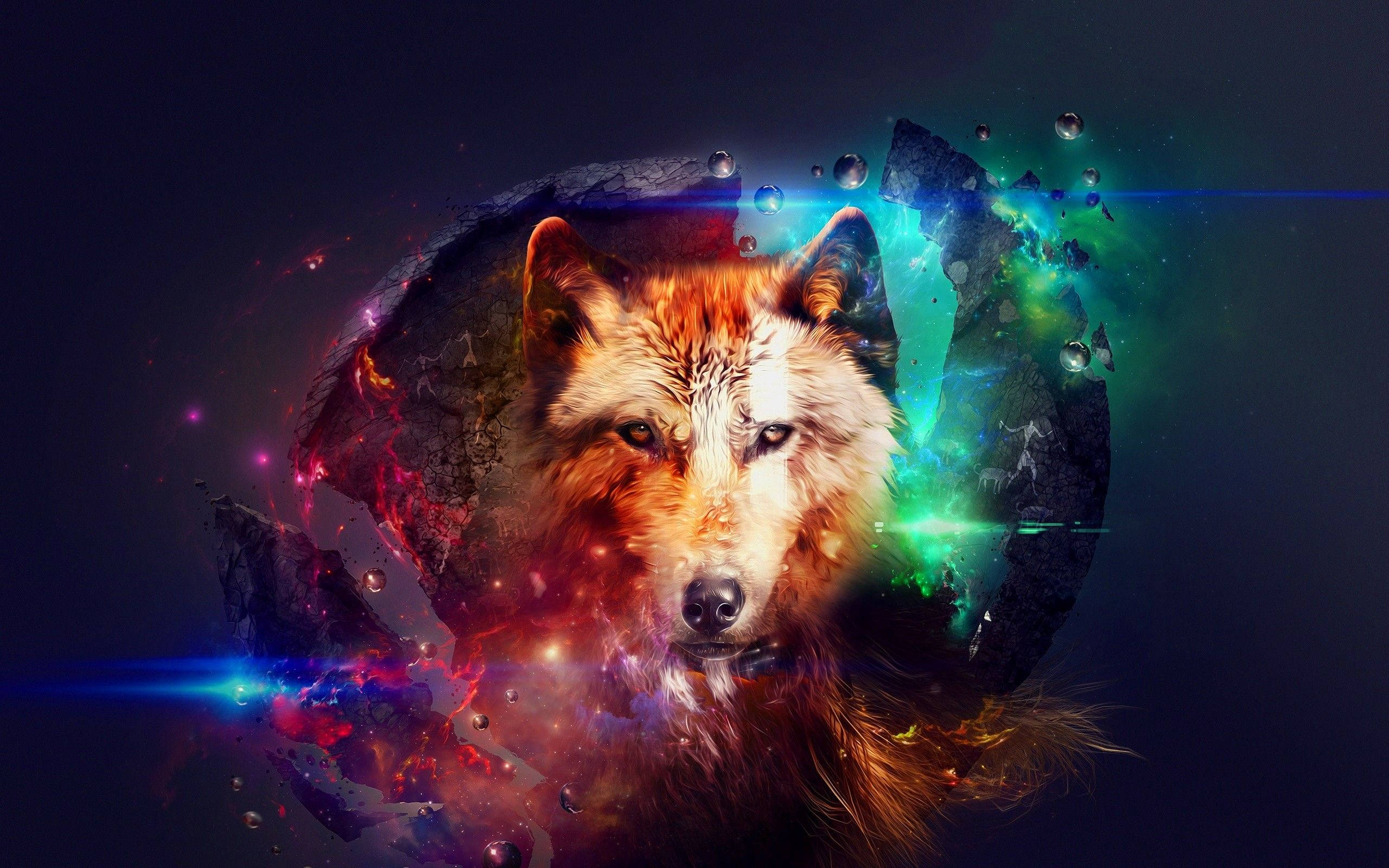 Estetiese Auburn Galaksie Wolf Muurpapier
