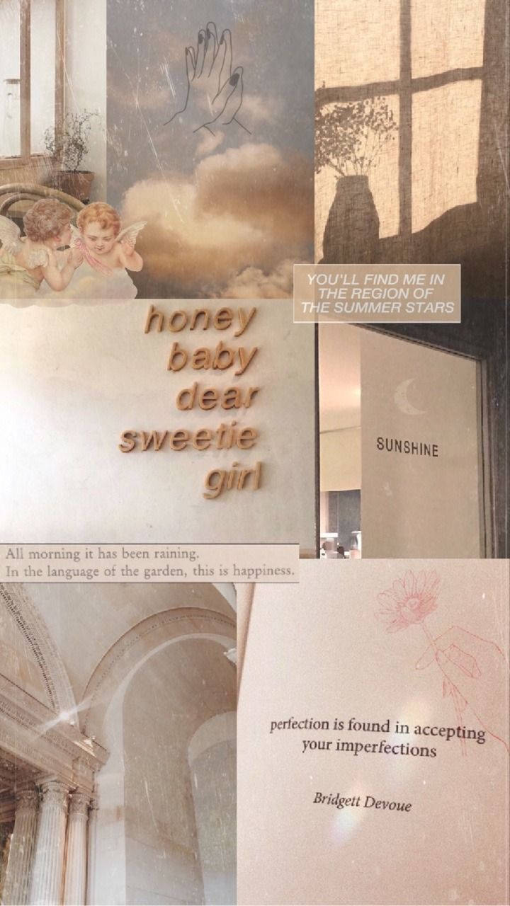 Estetiese Beige Inspirerende Aanhaling Muurpapier