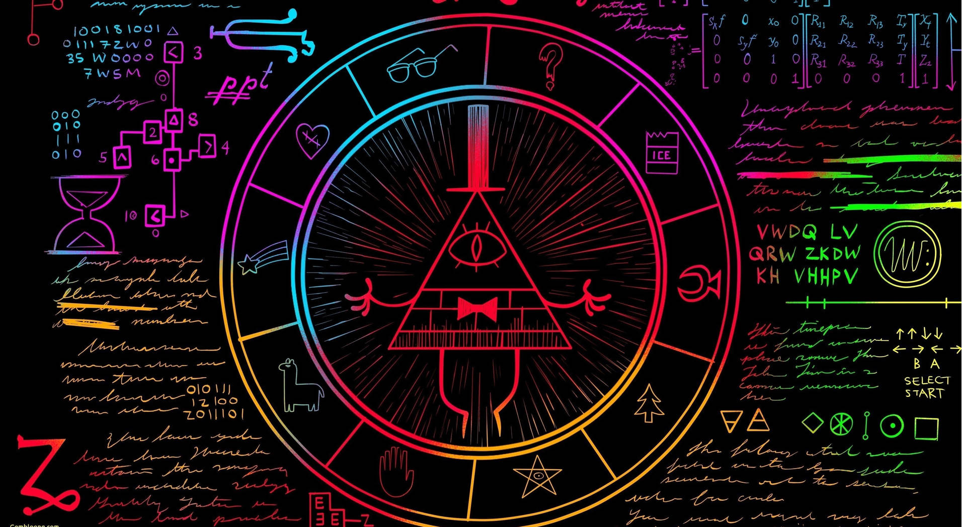 Estetiese Bill Cipher-skootrekenaar-agtergrond — Estetiese skootrekenaar GIF Muurpapier