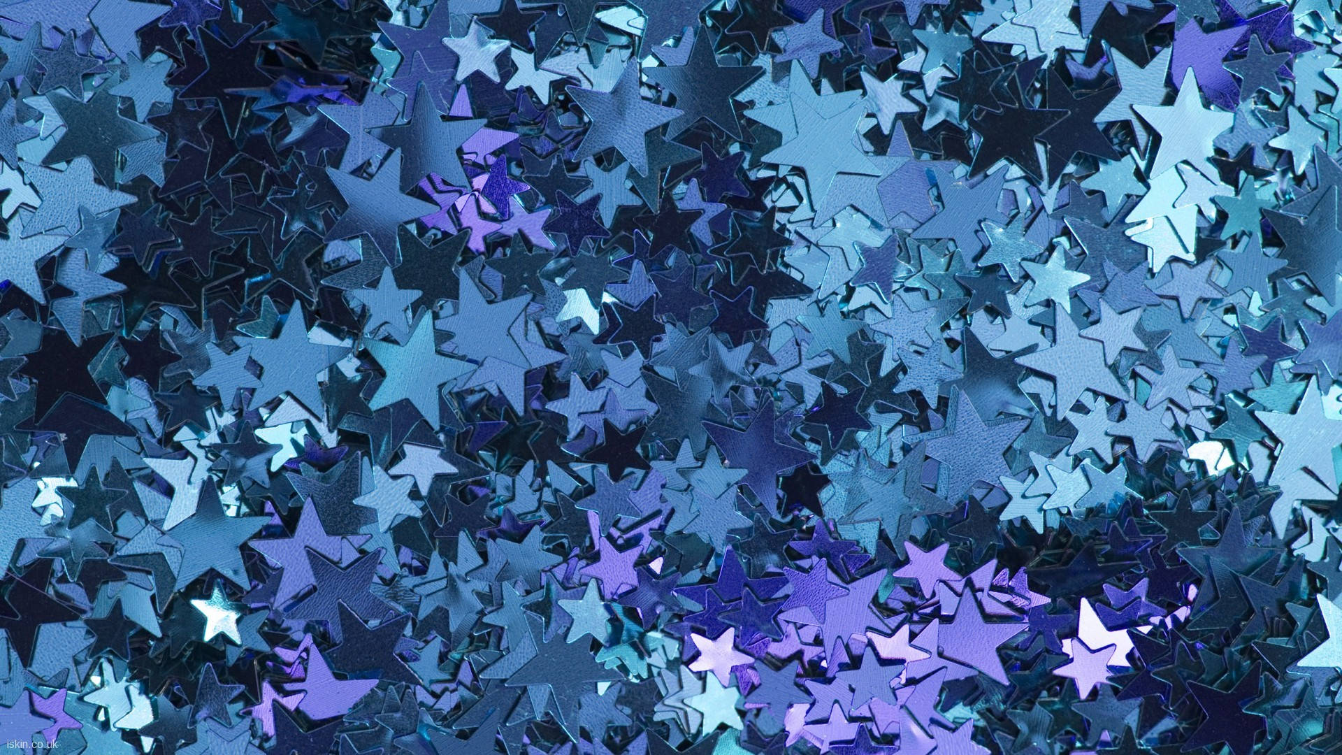 Estetiese Blou Glitter Sterre Muurpapier