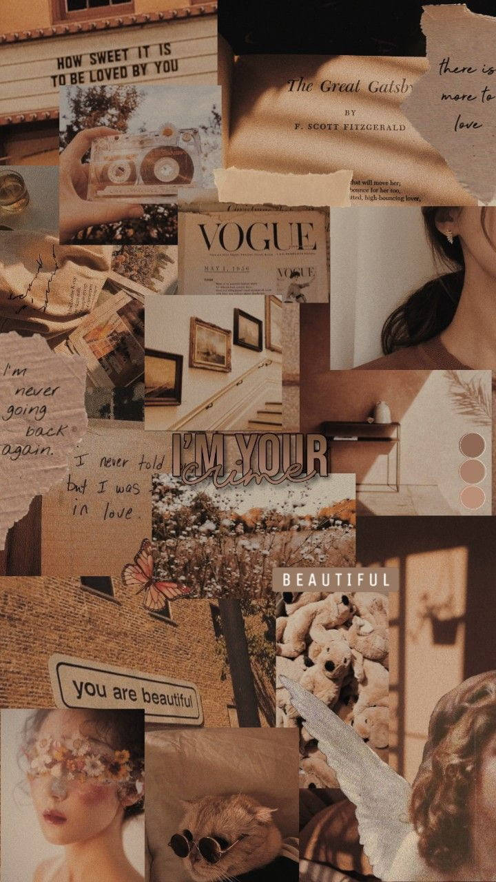 Estetiese Bruin Vogue Muurpapier