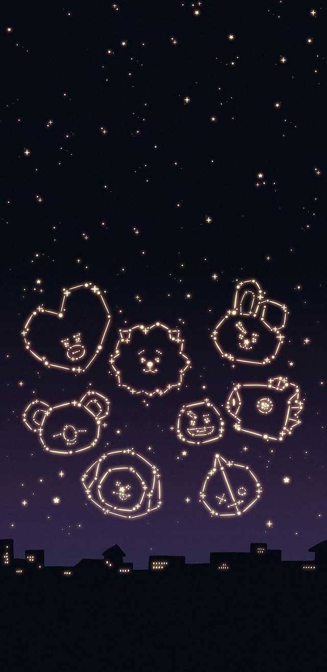 Estetiese Bts BT21 Konstellasie Muurpapier