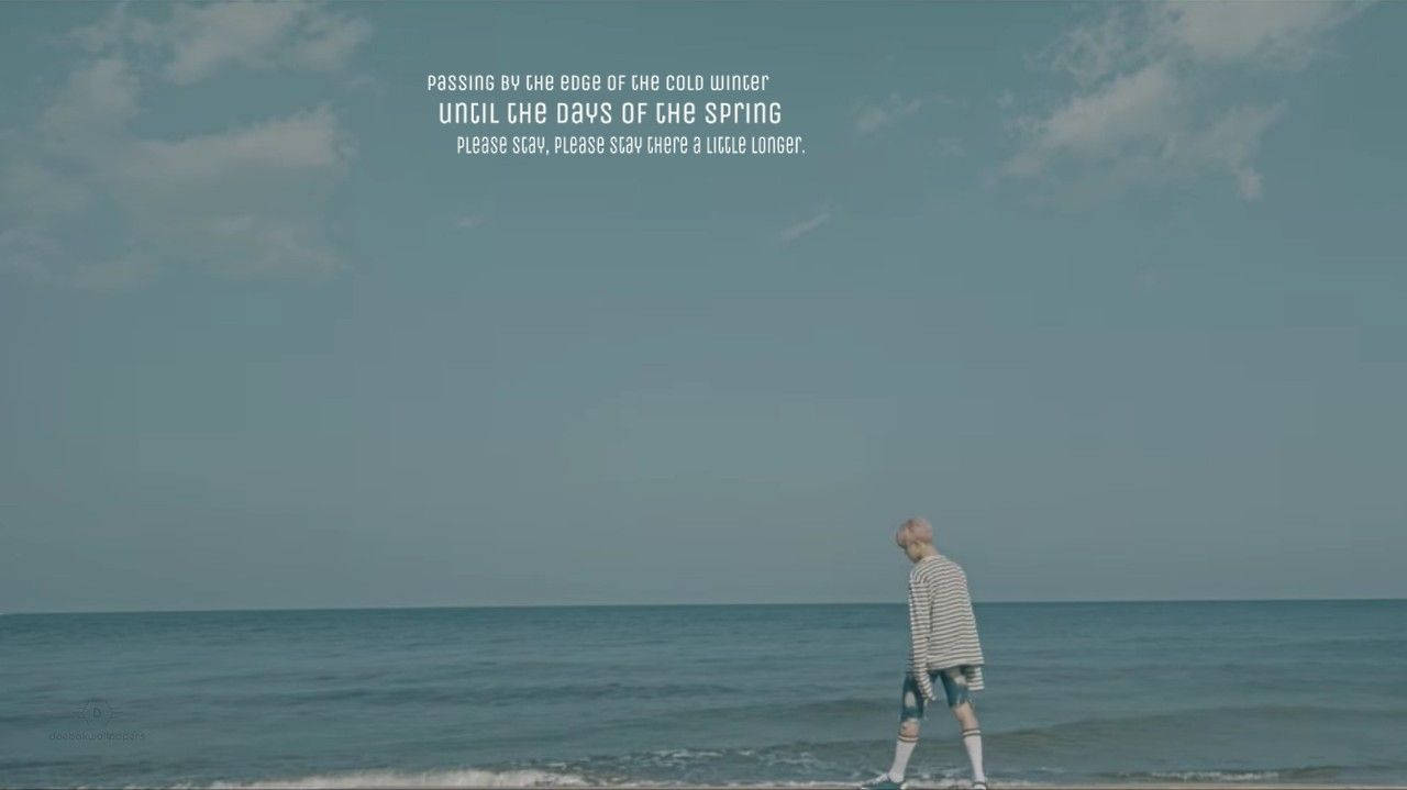 Estetiese Bts Jimin Op Strand Muurpapier