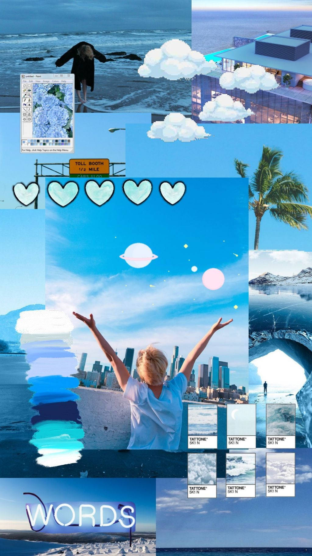 Estetiese Bts Jimin Blou Collage Muurpapier