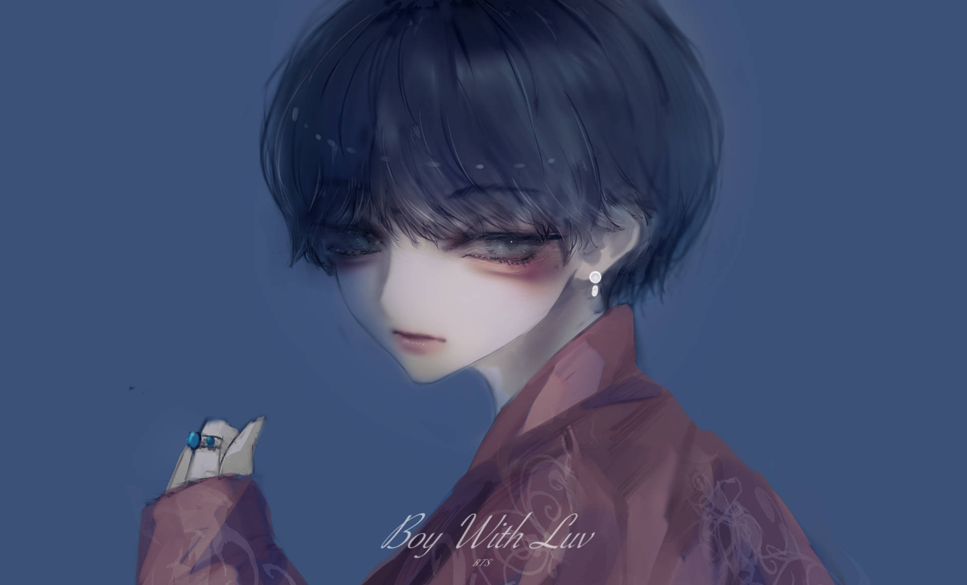 Estetiese BTS V Anime-kuns Muurpapier