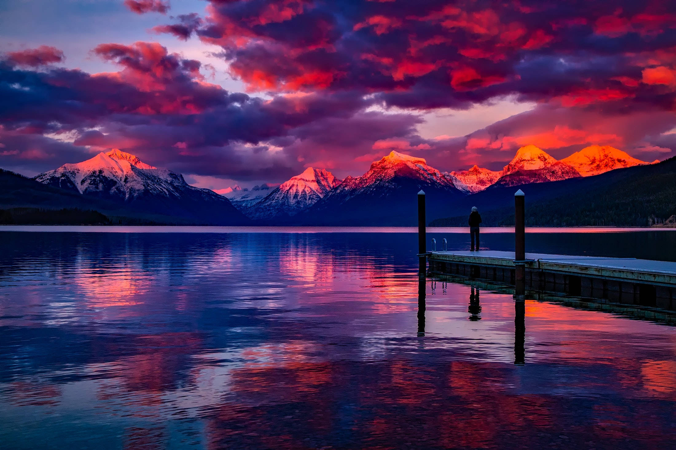 Estetiese Buroblad Lake McDonald Muurpapier