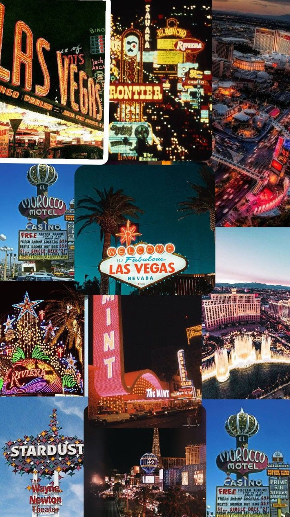 Estetiese Collage Van Las Vegas iPhone Muurpapier