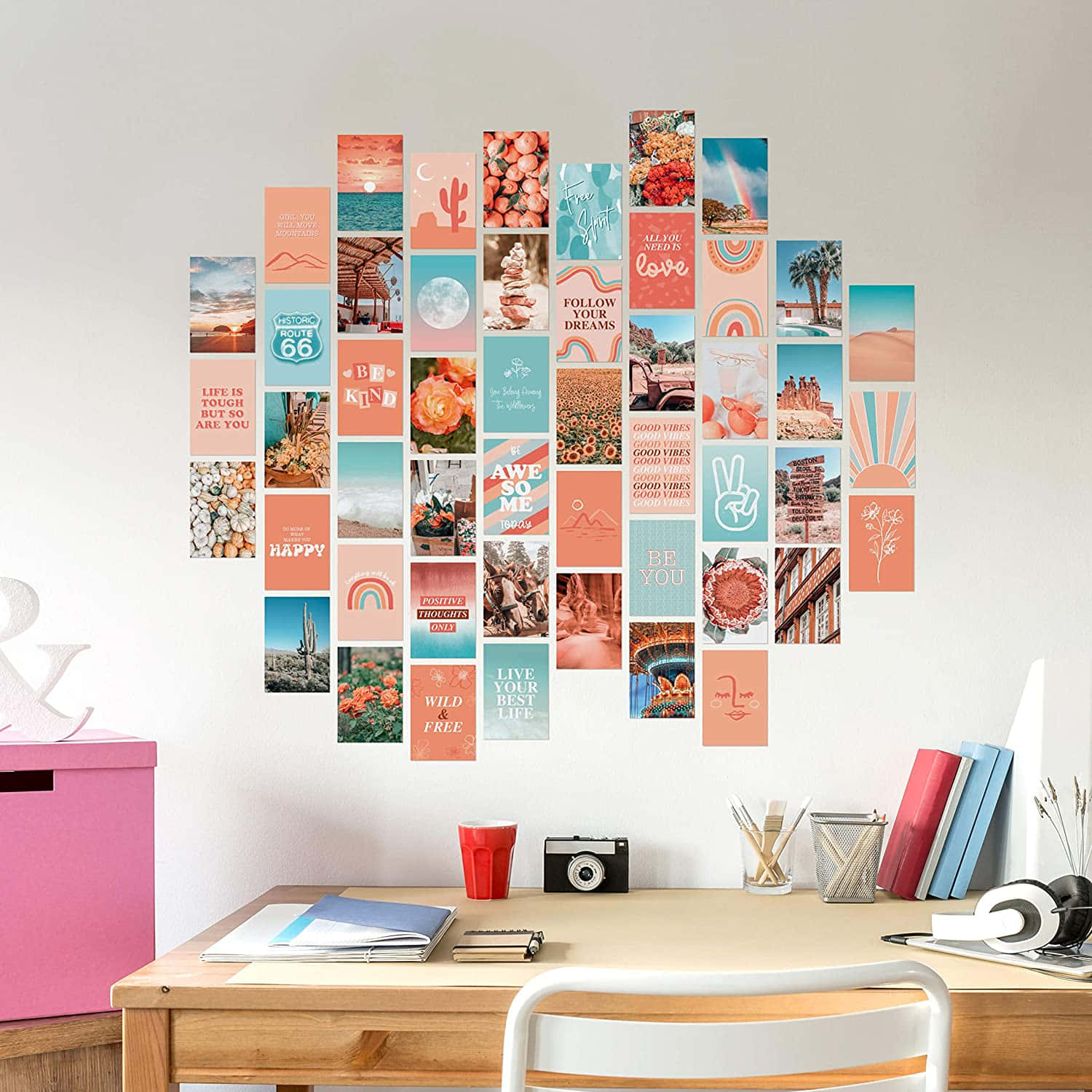 Estetiese Collage van Pragtige Beelde Muurpapier