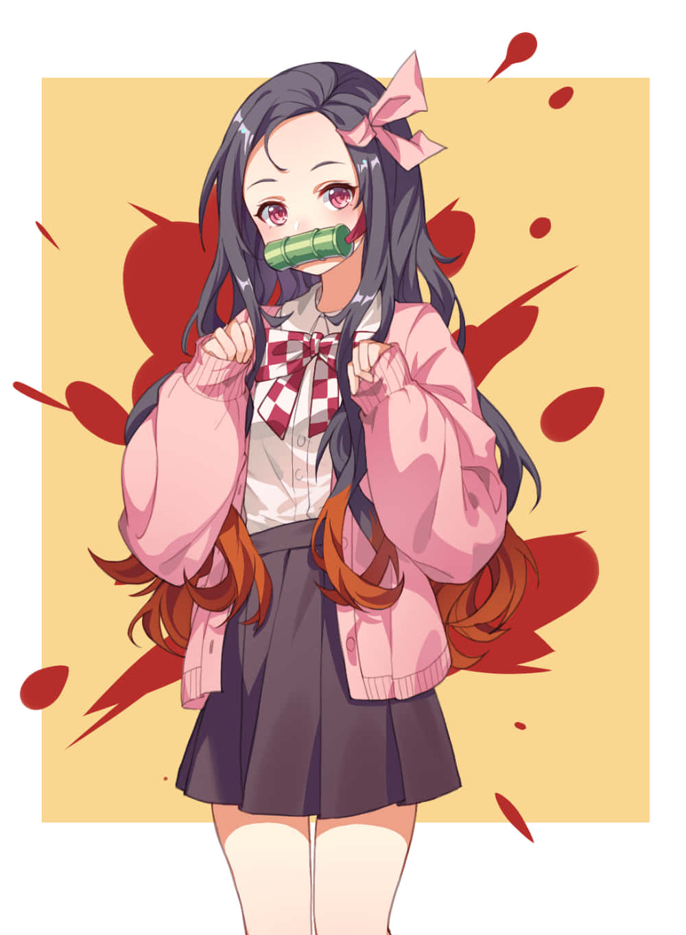 Estetiese Demon Slayer oulike Nezuko Kamado illustrasie Muurpapier