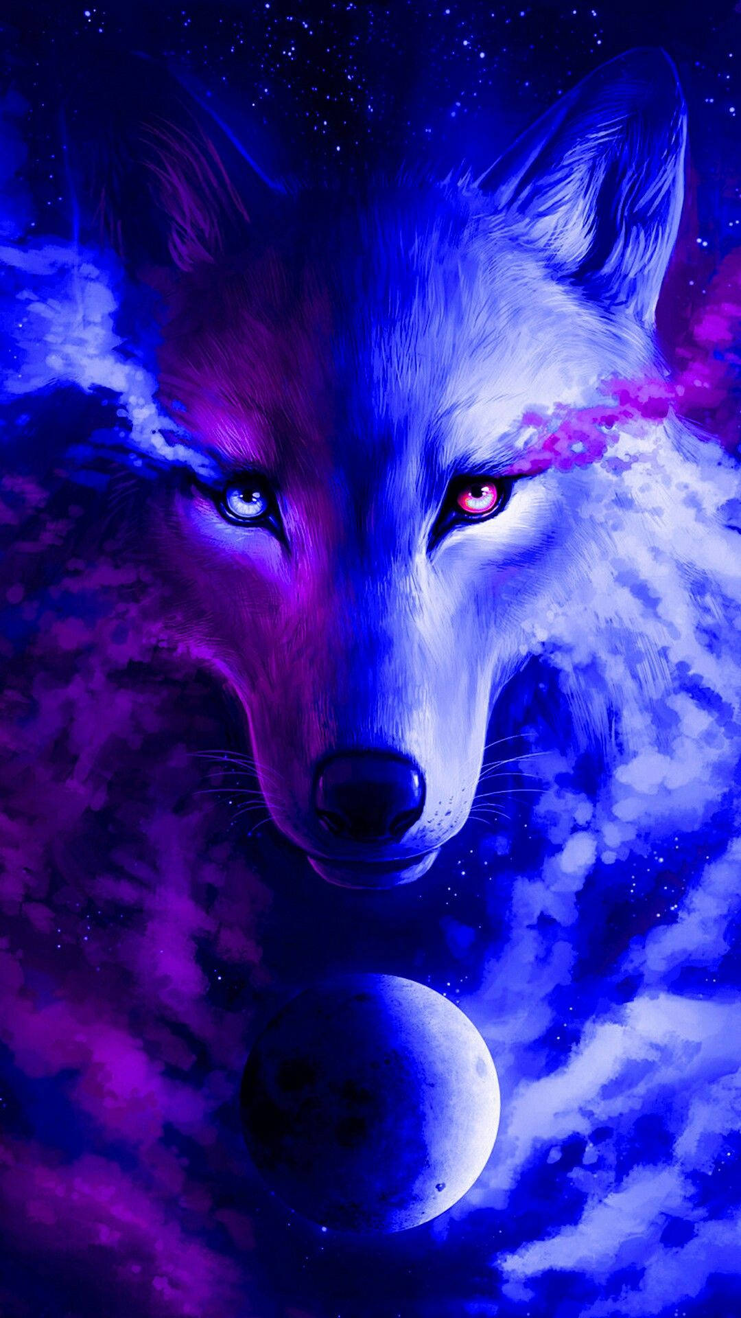 Estetiese Galaksiestelsel Wolf en Maan Muurpapier