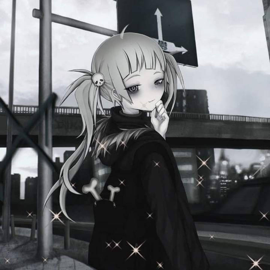 Estetiese Gotiese Emo Anime Meisie Muurpapier
