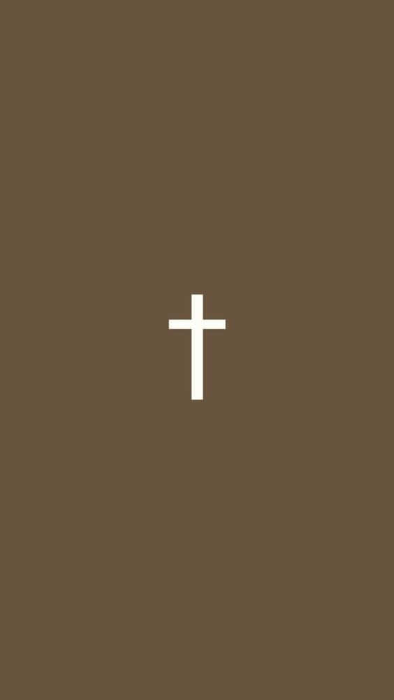 Estetiese Jesus Kruis Minimalisties Bruin Esteties Muurpapier
