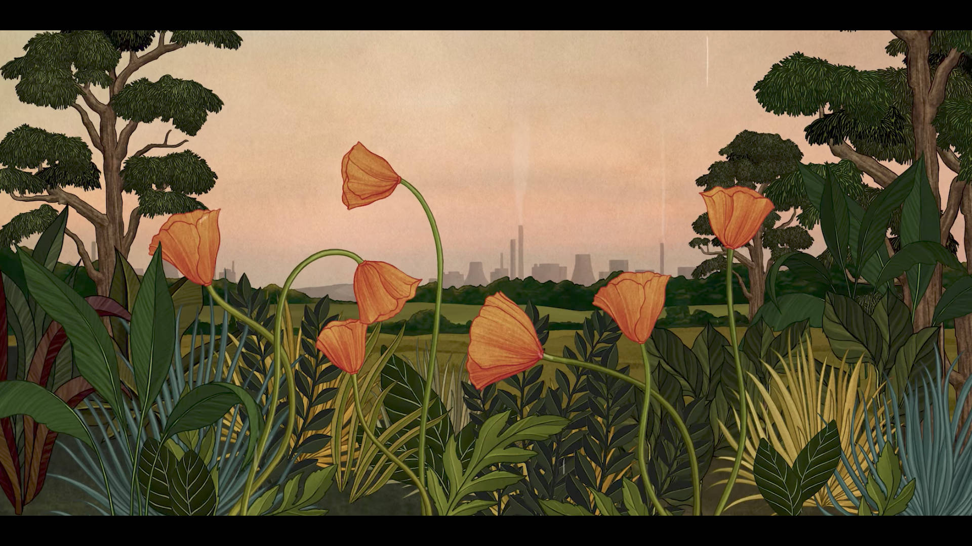 Estetiese Kunsverhaal van Blomme Muurpapier