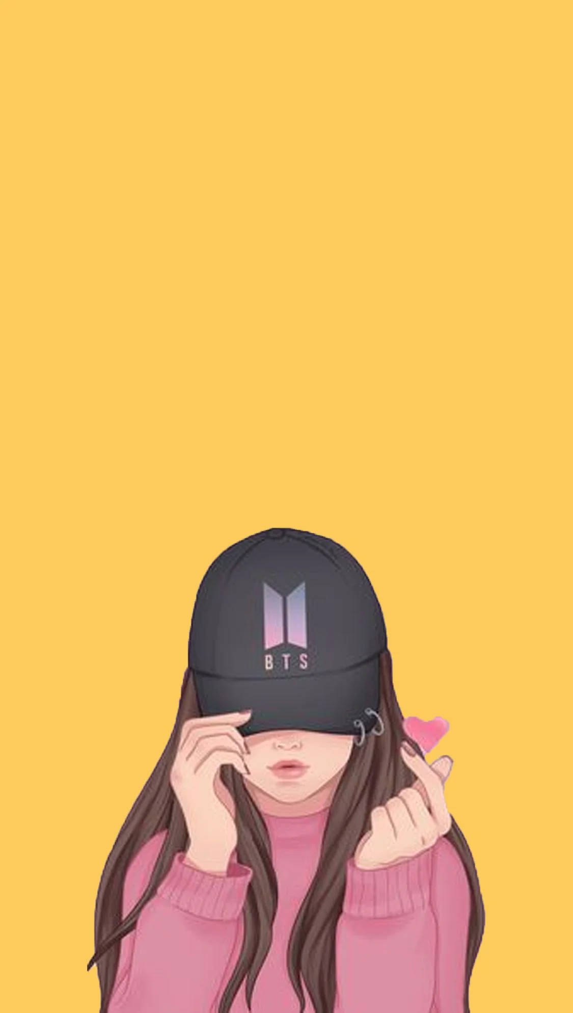 Estetiese Meisie met BTS-pet Muurpapier