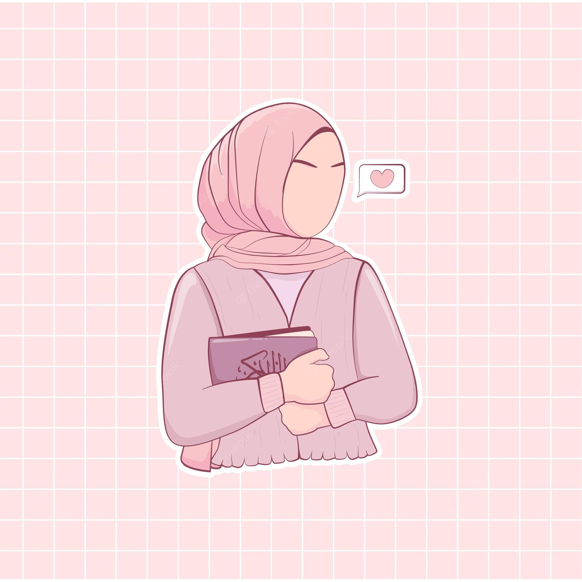 Estetiese Moslem Meisie met Notaboek as PFP Muurpapier