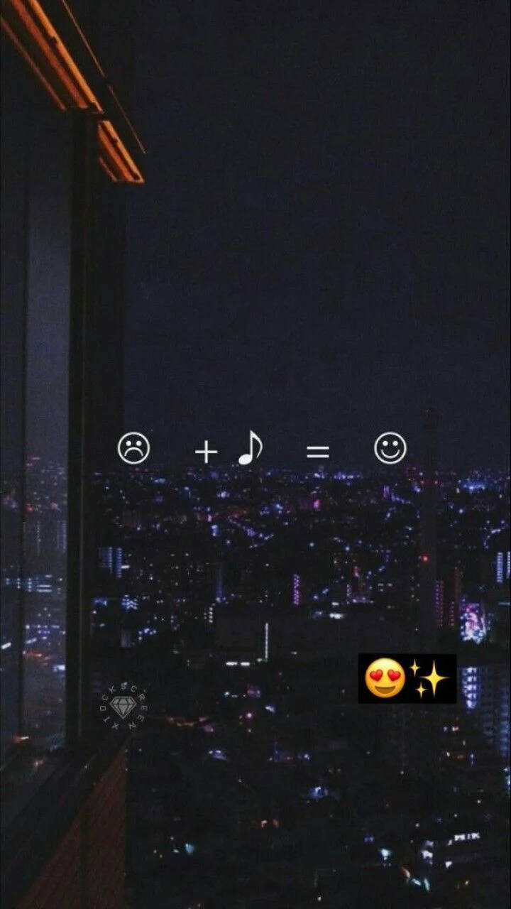 Estetiese Musiek-emoji's op Stadsuitsig Muurpapier