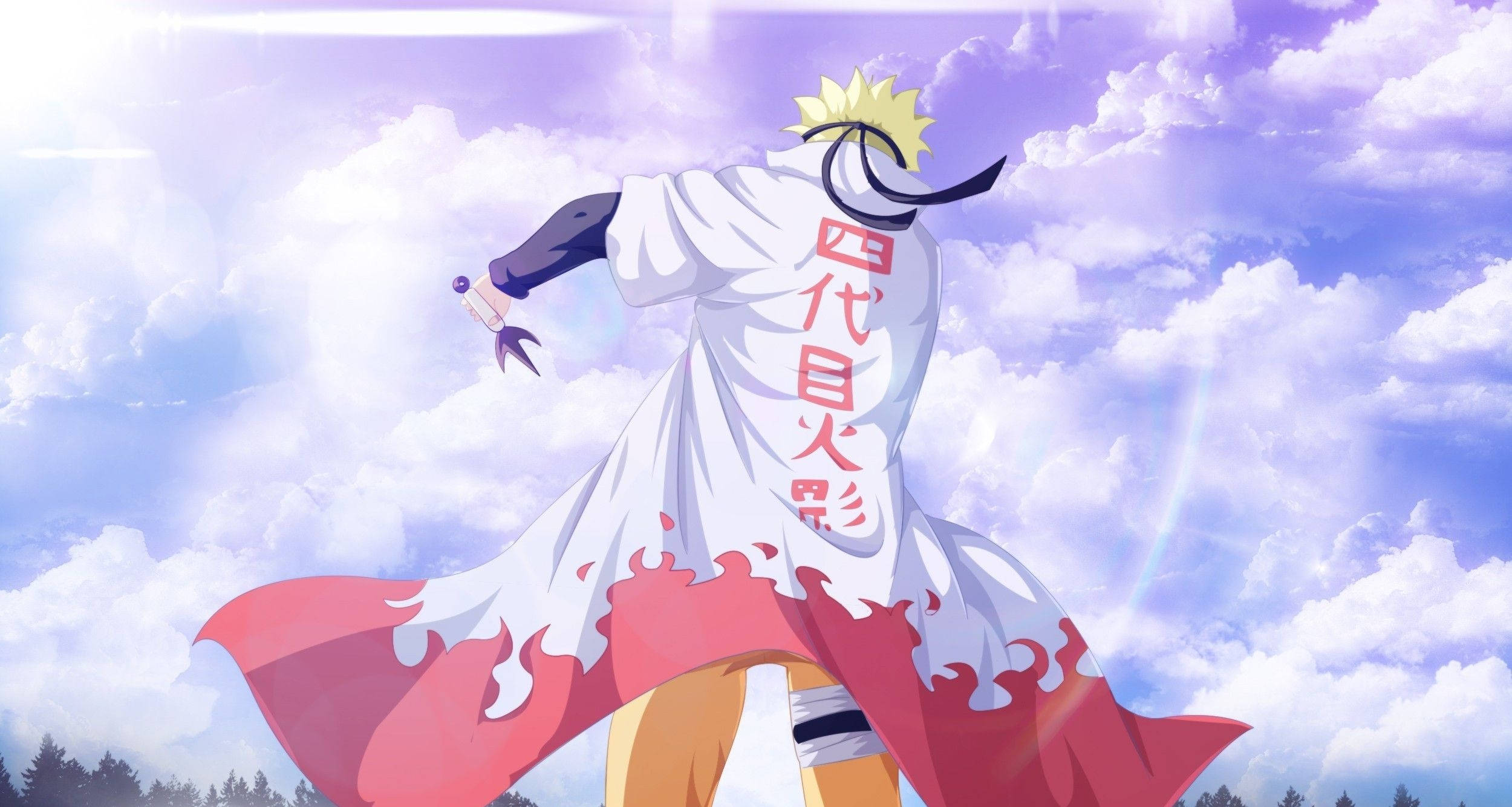 Estetiese Naruto Hokage Rughoek Portret Muurpapier