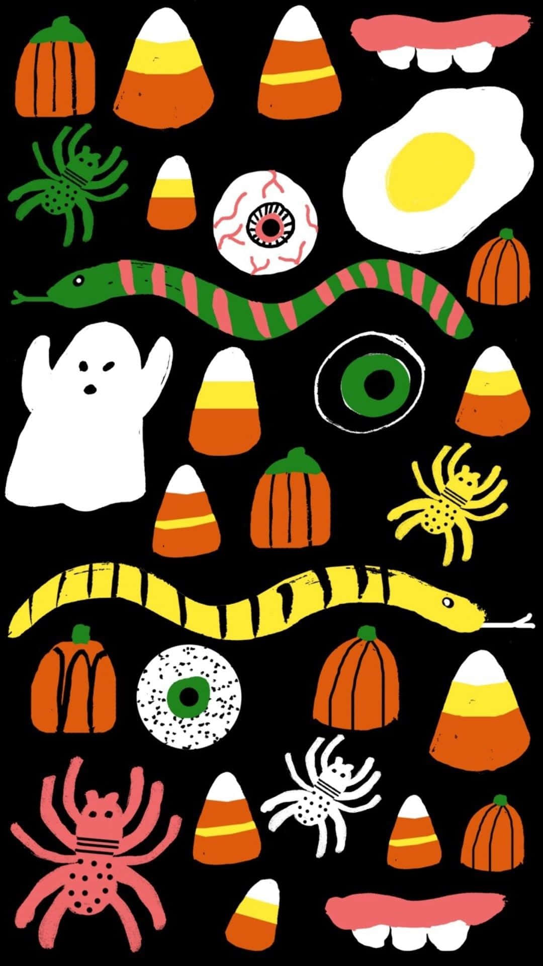 Estetiese Oulike Halloween Grillerige Ikoon Vektorkuns Muurpapier