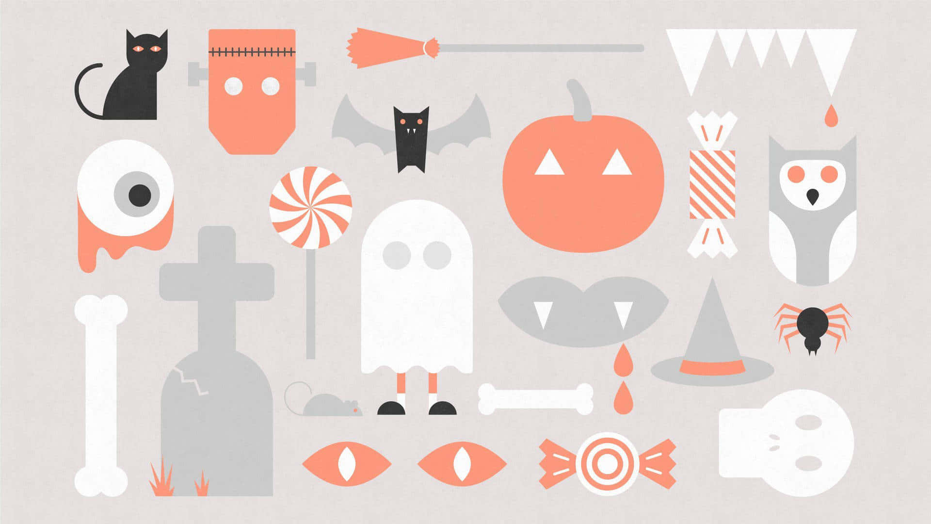Estetiese Oulike Halloween-ikone Grafiese Kuns Muurpapier