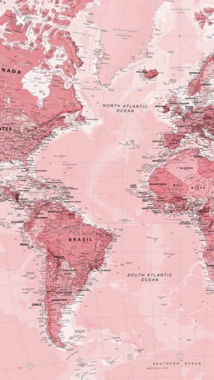 Estetiese Perspienk Atlantiese Kaart — Oseaan Muurpapier