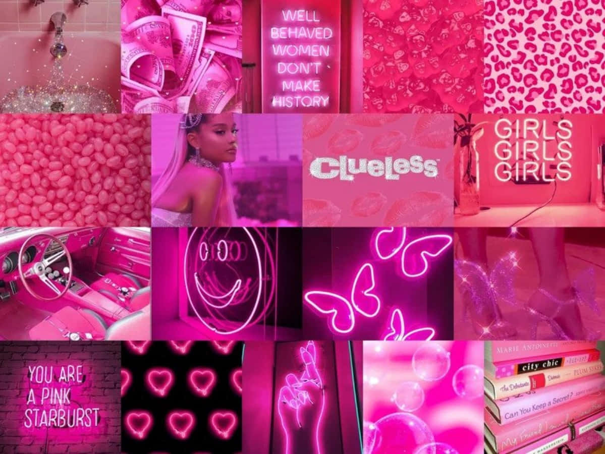 Estetiese Pienk Neon Muurpapier