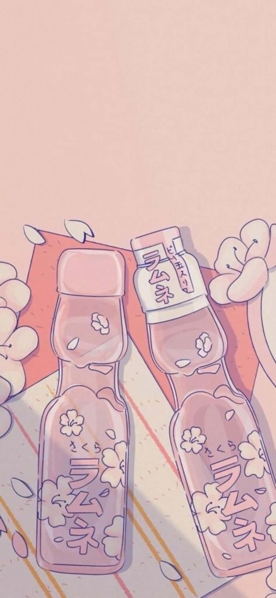 Estetiese Pienk Kawaii Gebottelde Drankies Muurpapier