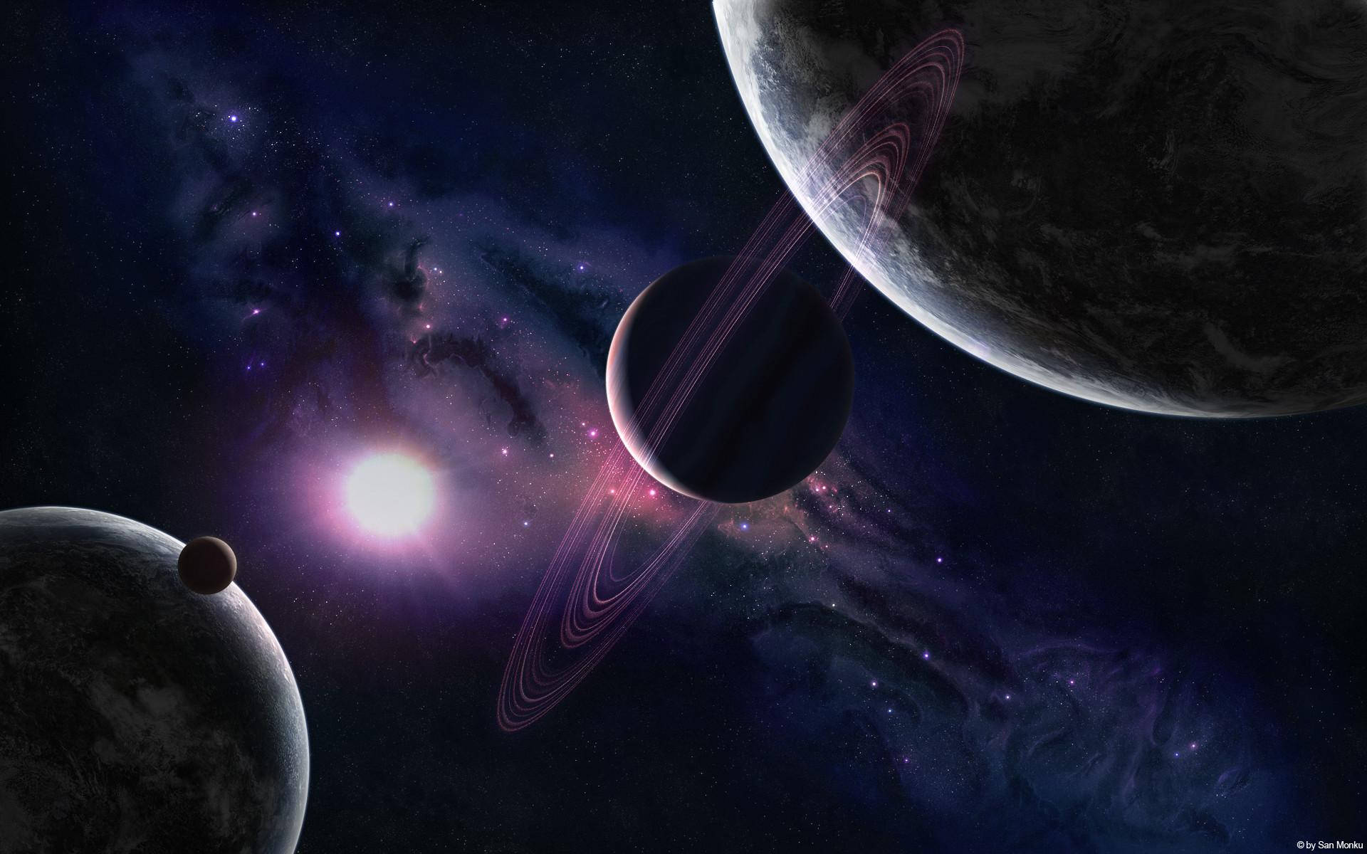 Estetiese Planete Skootrekenaar Muurpapier