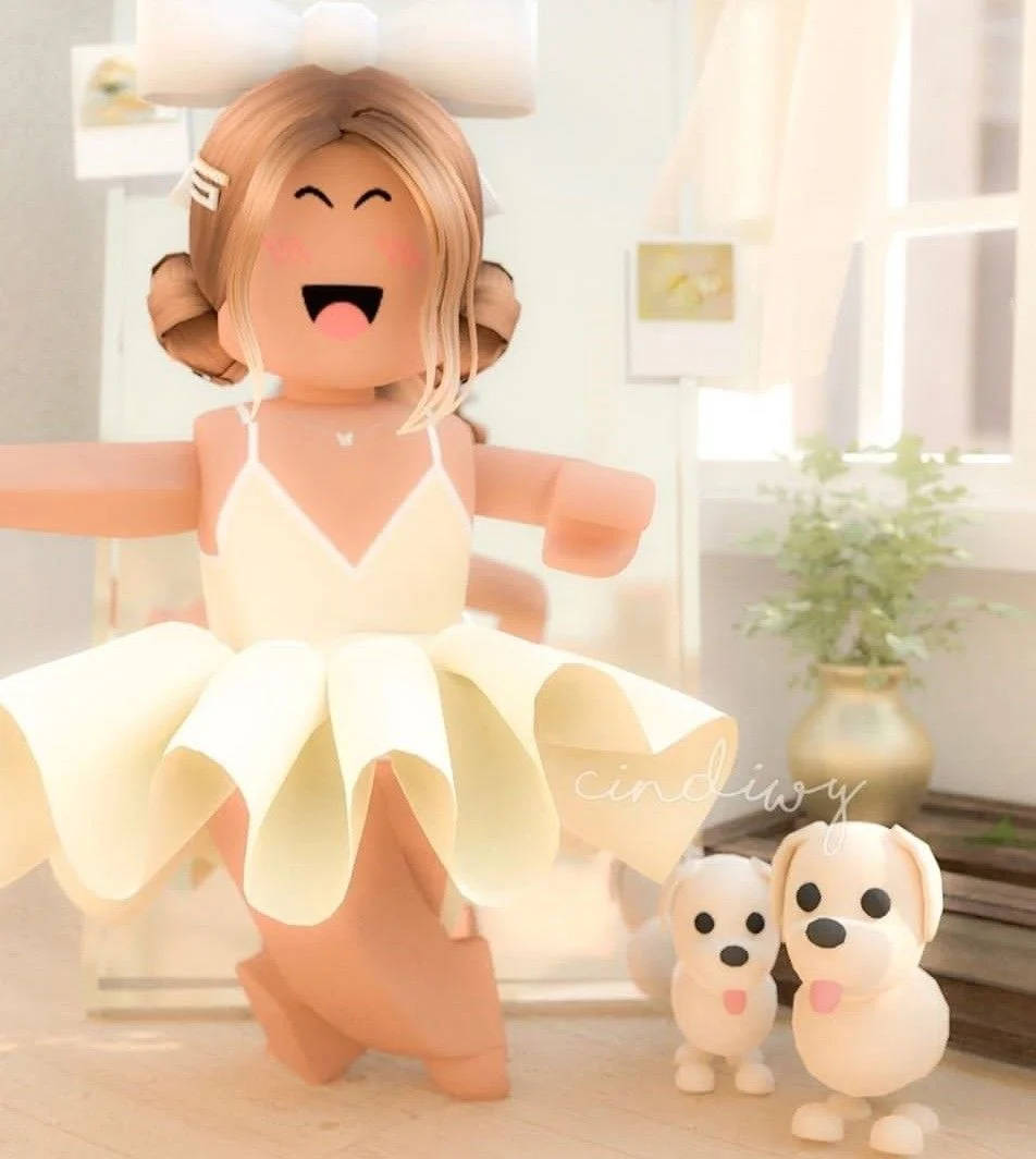 Estetiese Roblox Meisie Met Honde Muurpapier