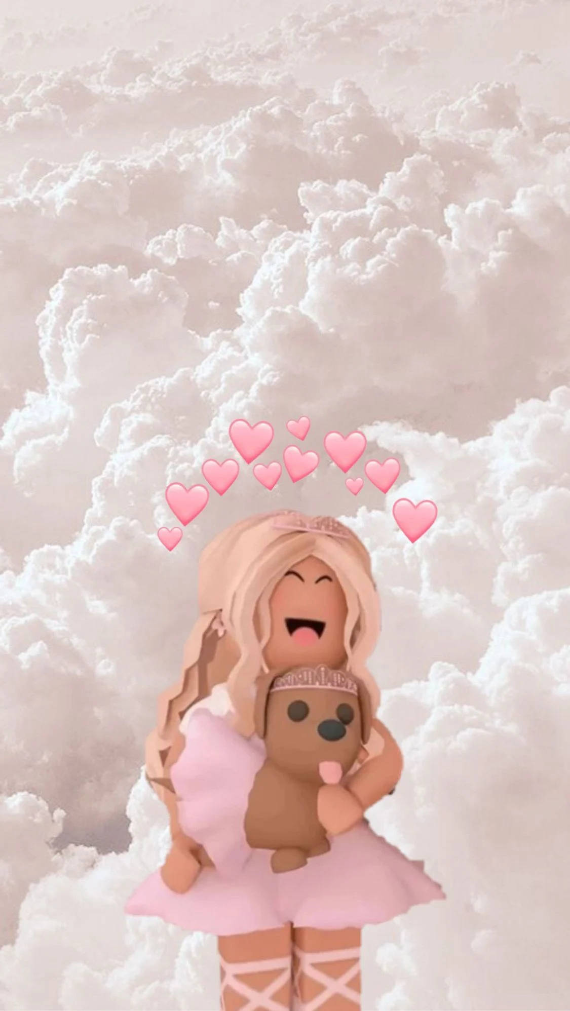 Estetiese Roblox Meisie Hond Wolke Muurpapier
