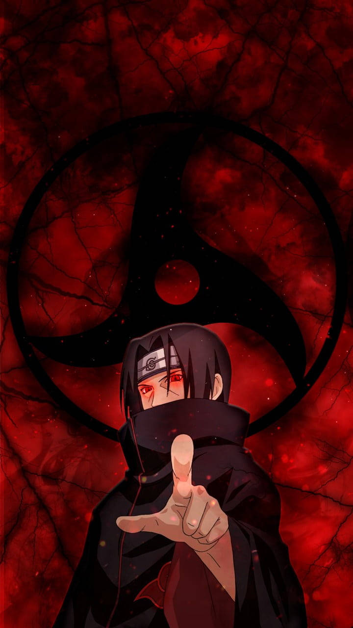 Estetiese Sasuke in Rooi Abstrak Muurpapier