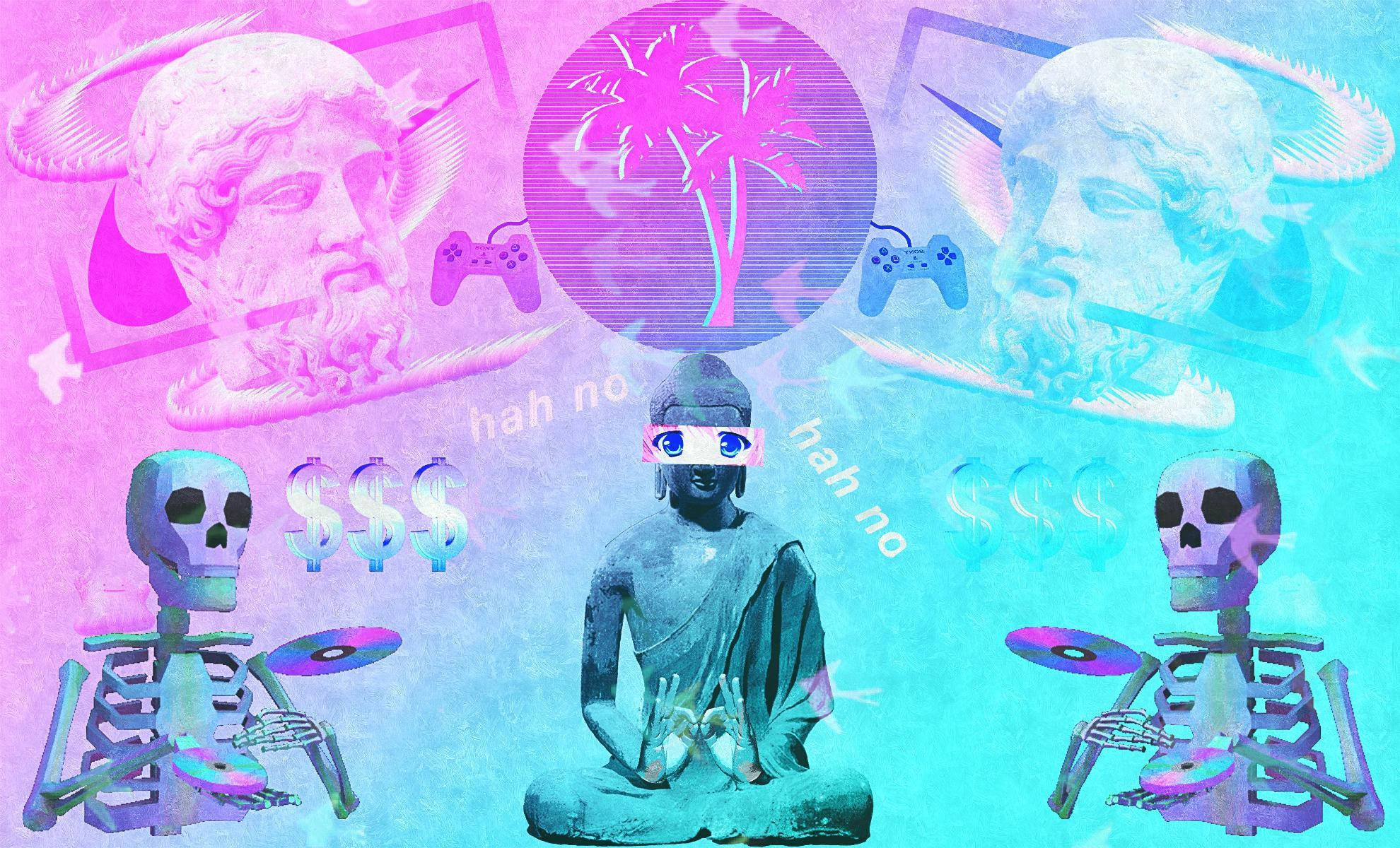 Estetiese Seun Vaporwave Kuns Muurpapier