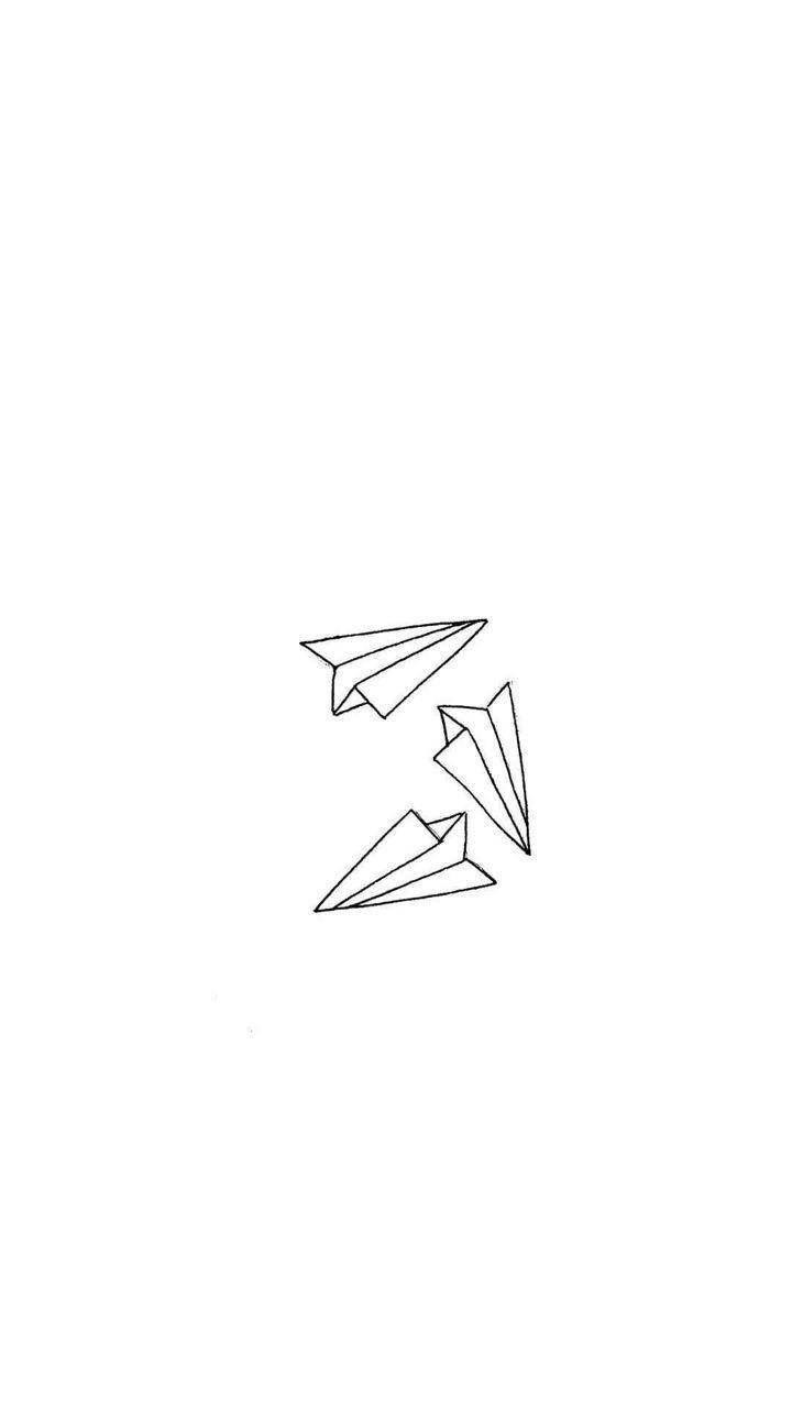 Estetiese Sketse van Papiervliegtuie Muurpapier