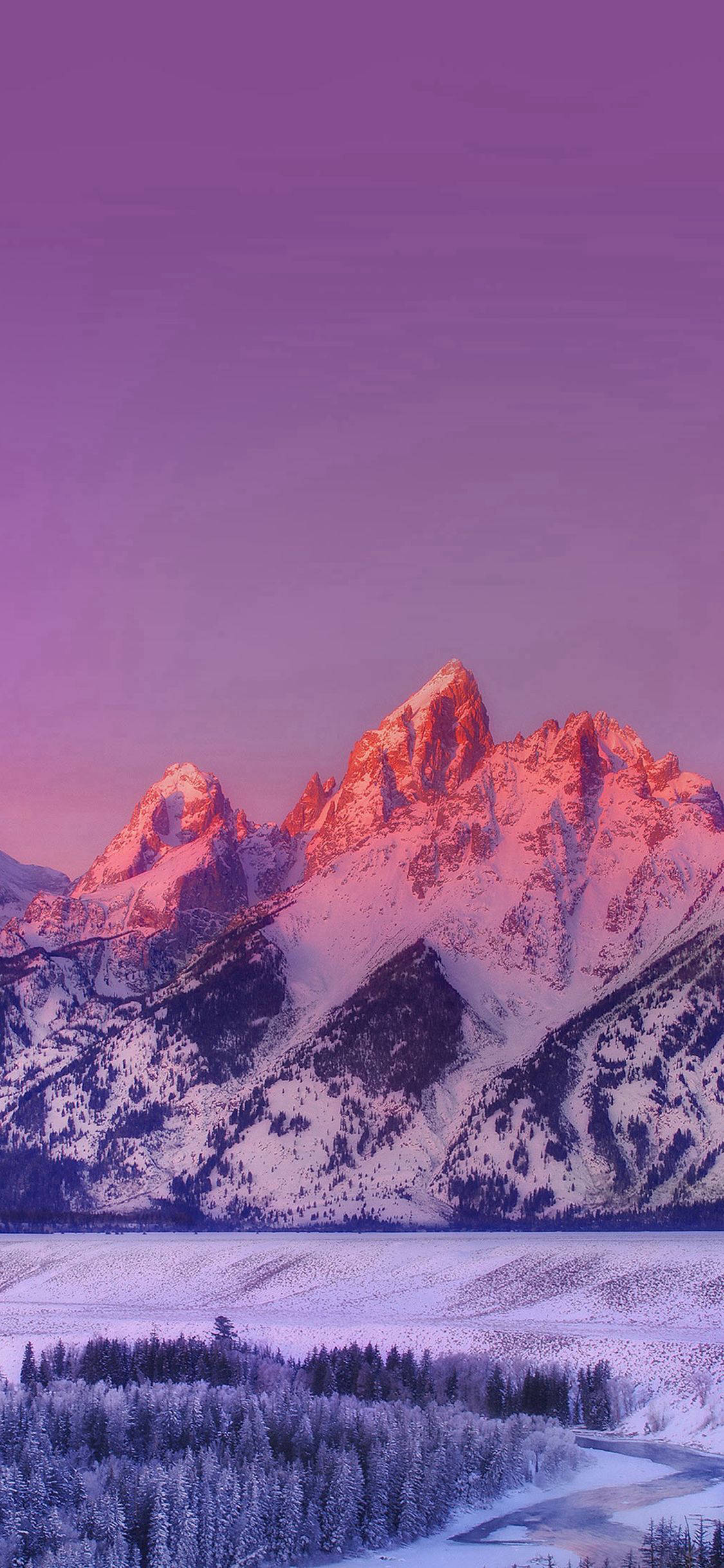 Estetiese Sneeubedekte Berg vir iPhone Muurpapier