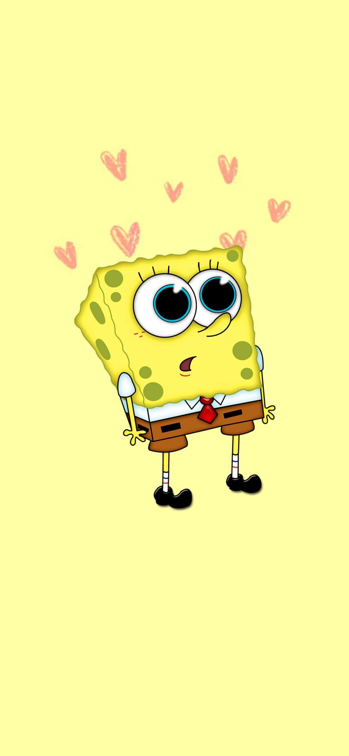 Estetiese SpongeBob met Mini Hartjies Muurpapier