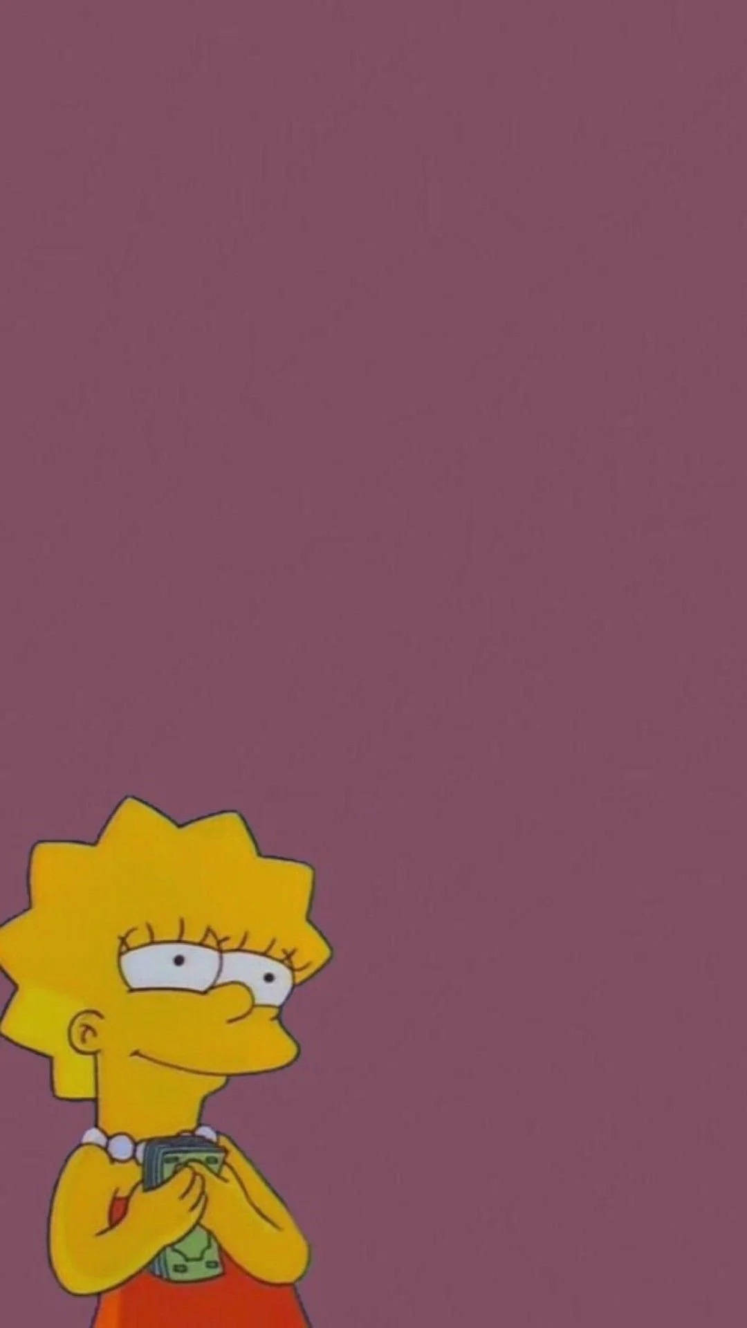 Estetiese Spotprent Lisa Simpson met Geld Muurpapier