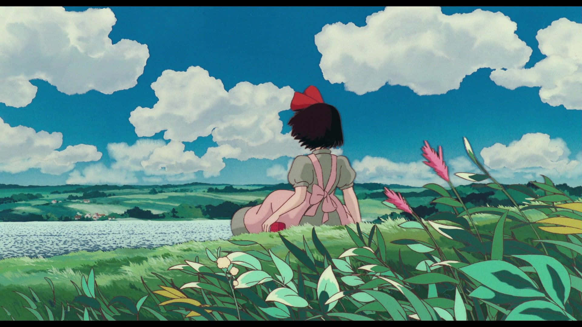 Estetiese Studio Ghibli-lessenaar Kiki Muurpapier