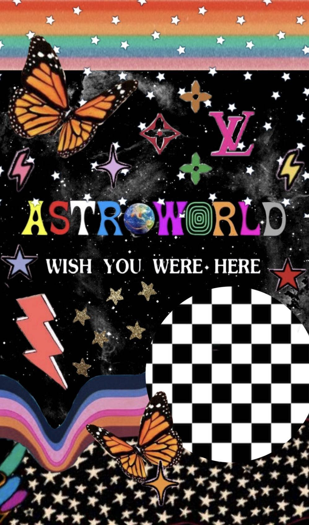 Estetiese Trippy Astroworld Travis Scott Skoenlappers Muurpapier
