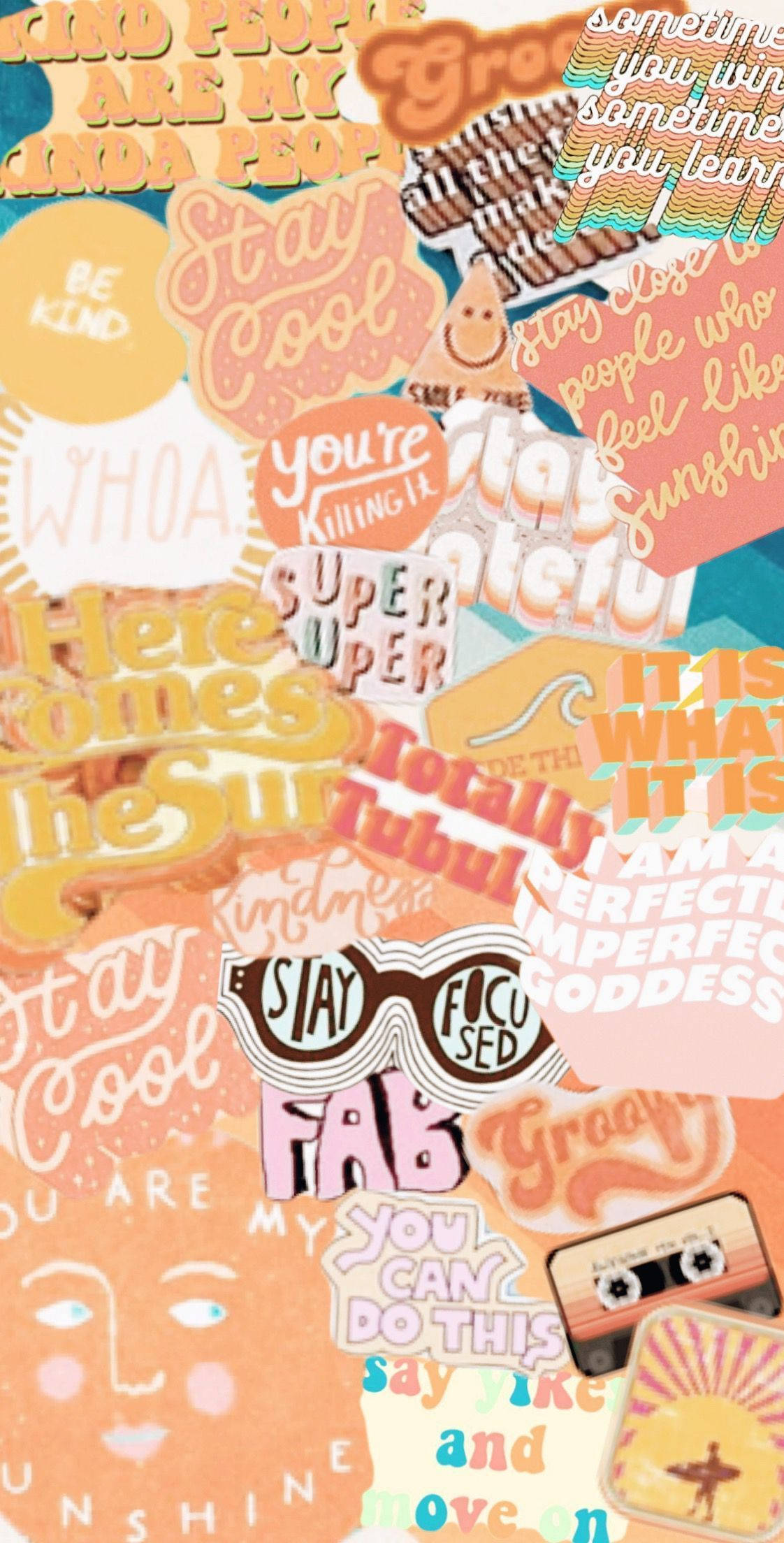 Estetiese VSCO Collage met Oranje Tema Muurpapier