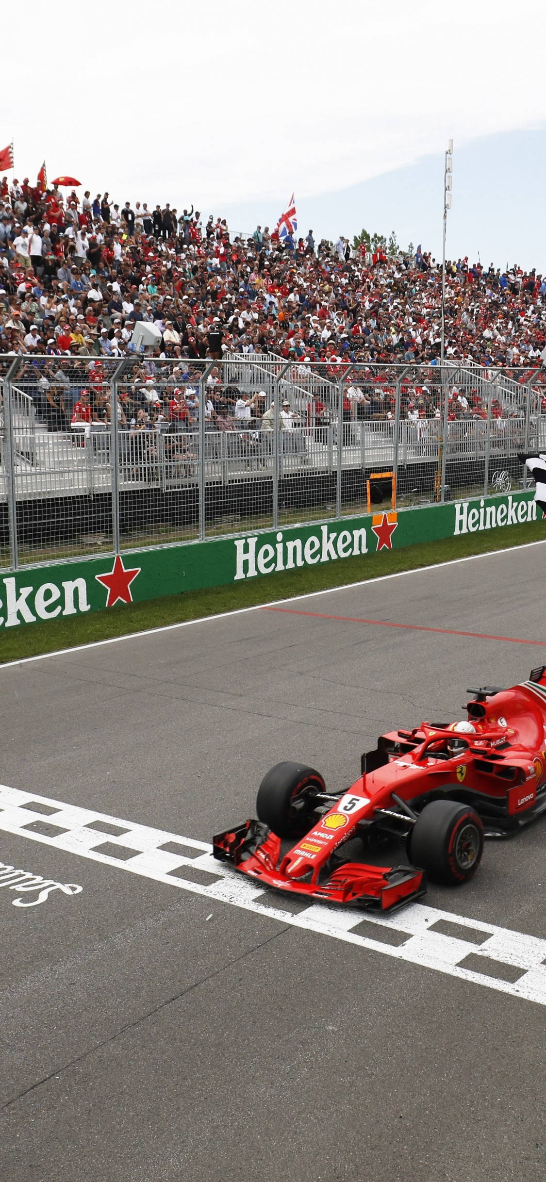 F1 Vettel Eindstreep iPhone Muurpapier