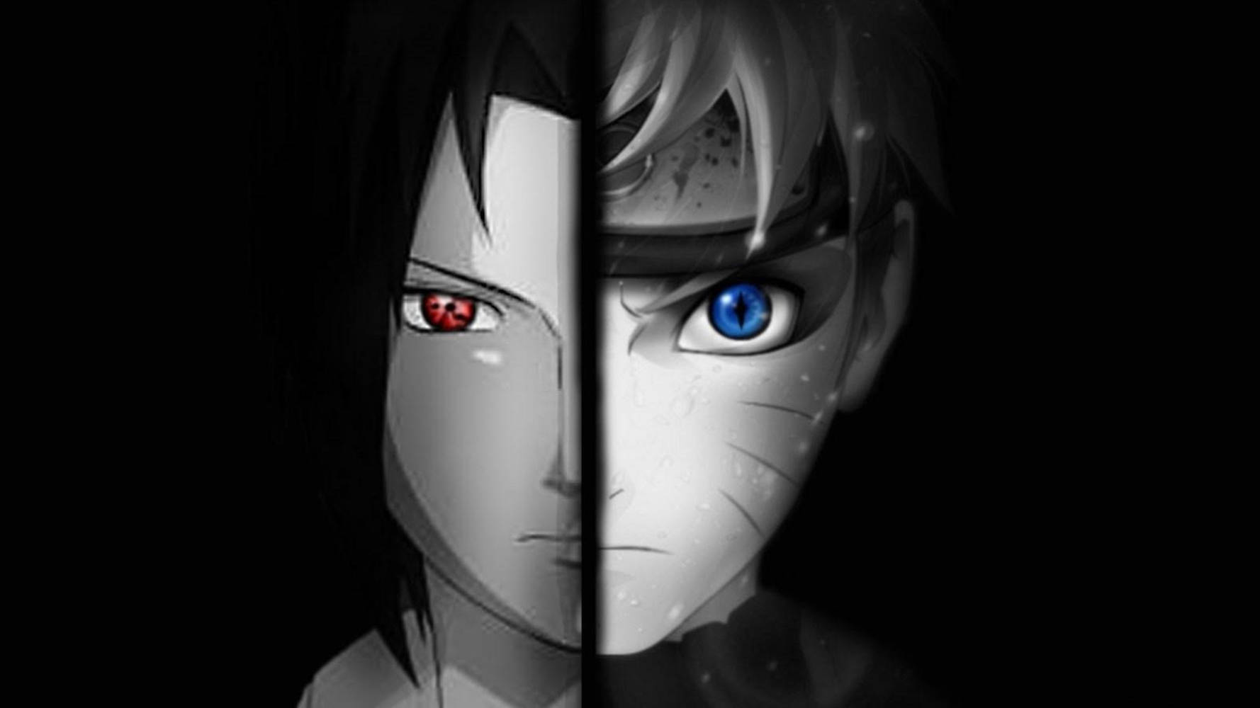 Face-off Sasuke en Naruto Skoenlapper Muurpapier