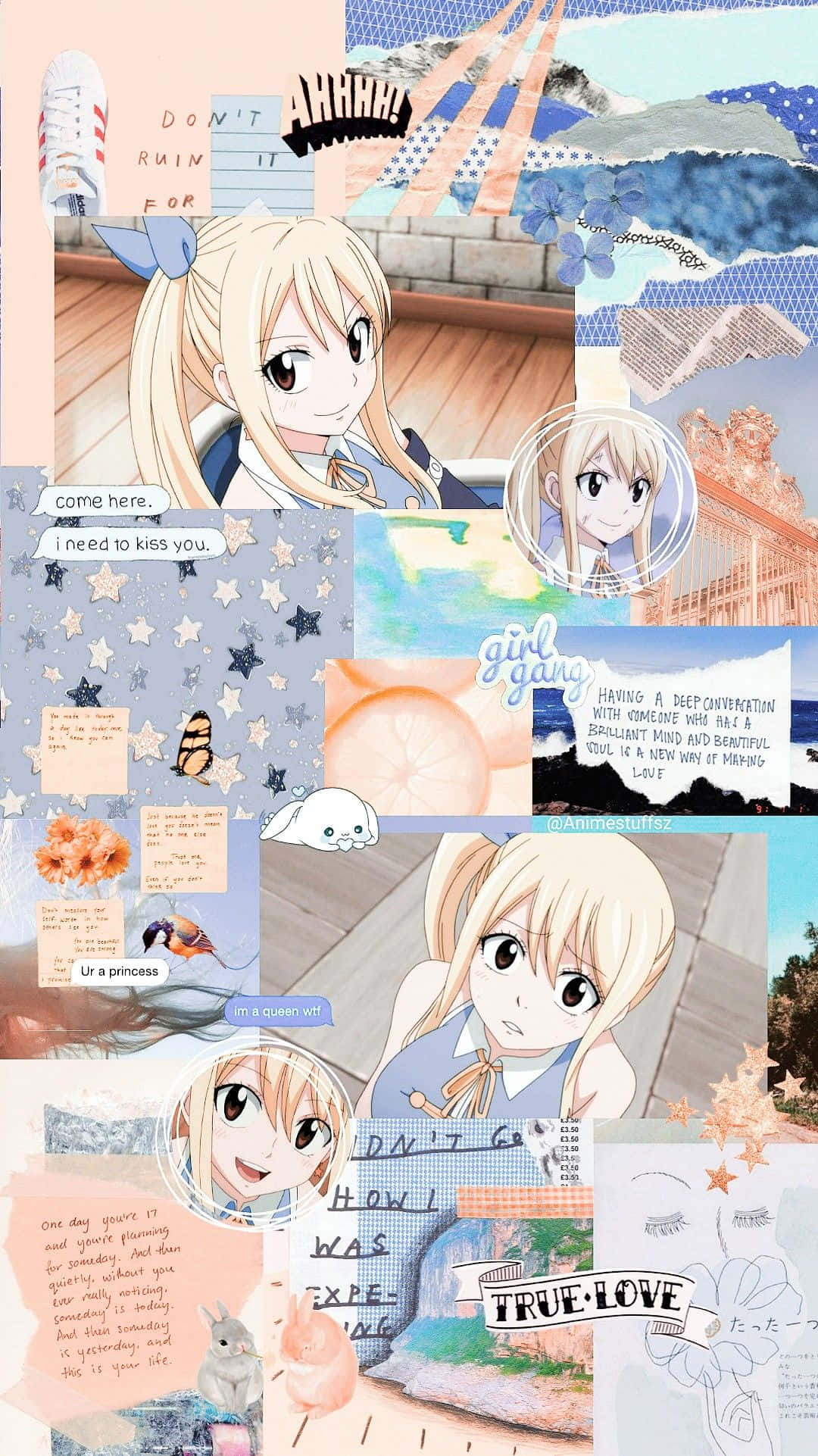 Fairy Tail Estetiese Plakboek Collage Muurpapier